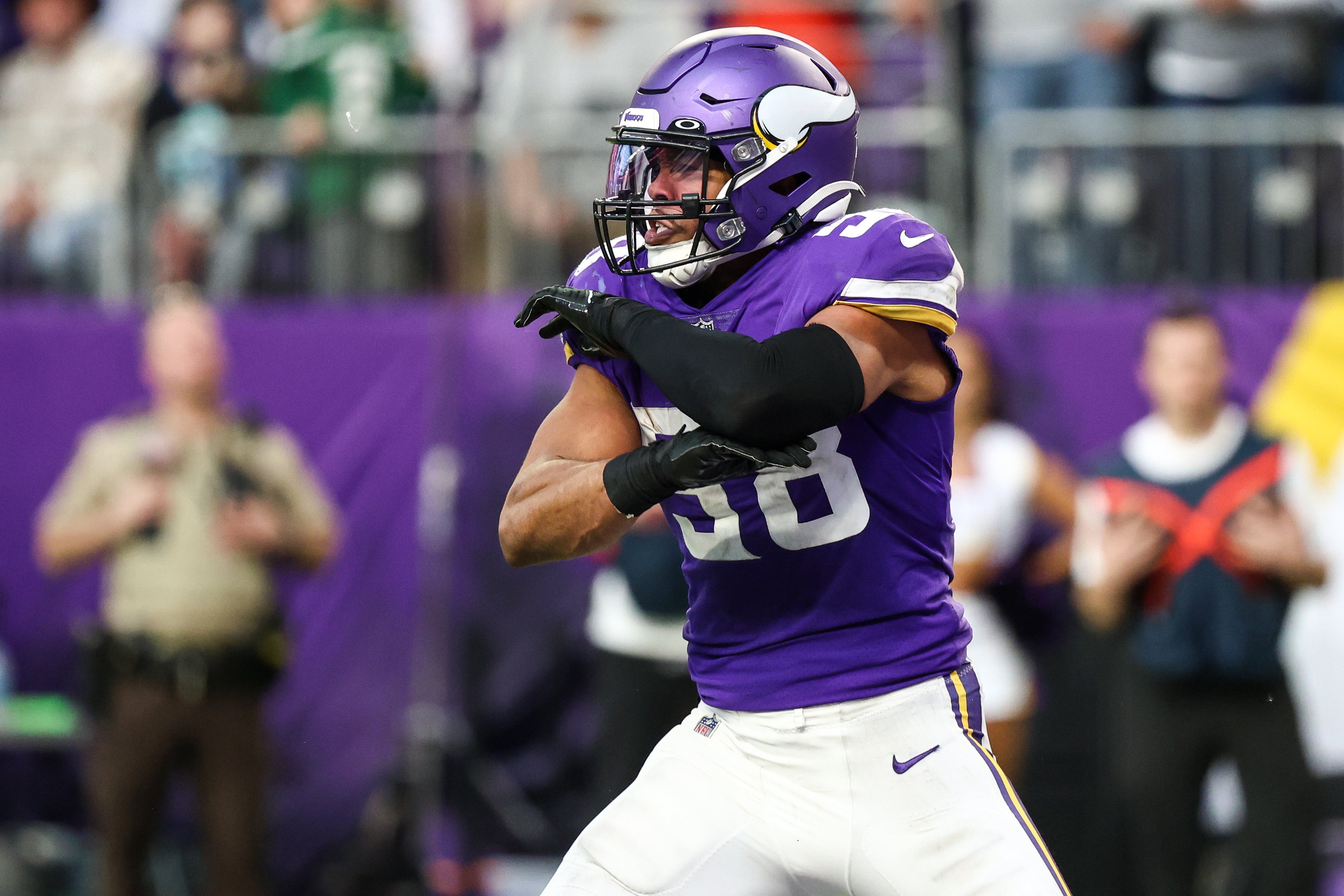 Minnesota Vikings re-sign restructure contract Jordan Hicks LB linebacker salary cap hit free agent NFL football stats news