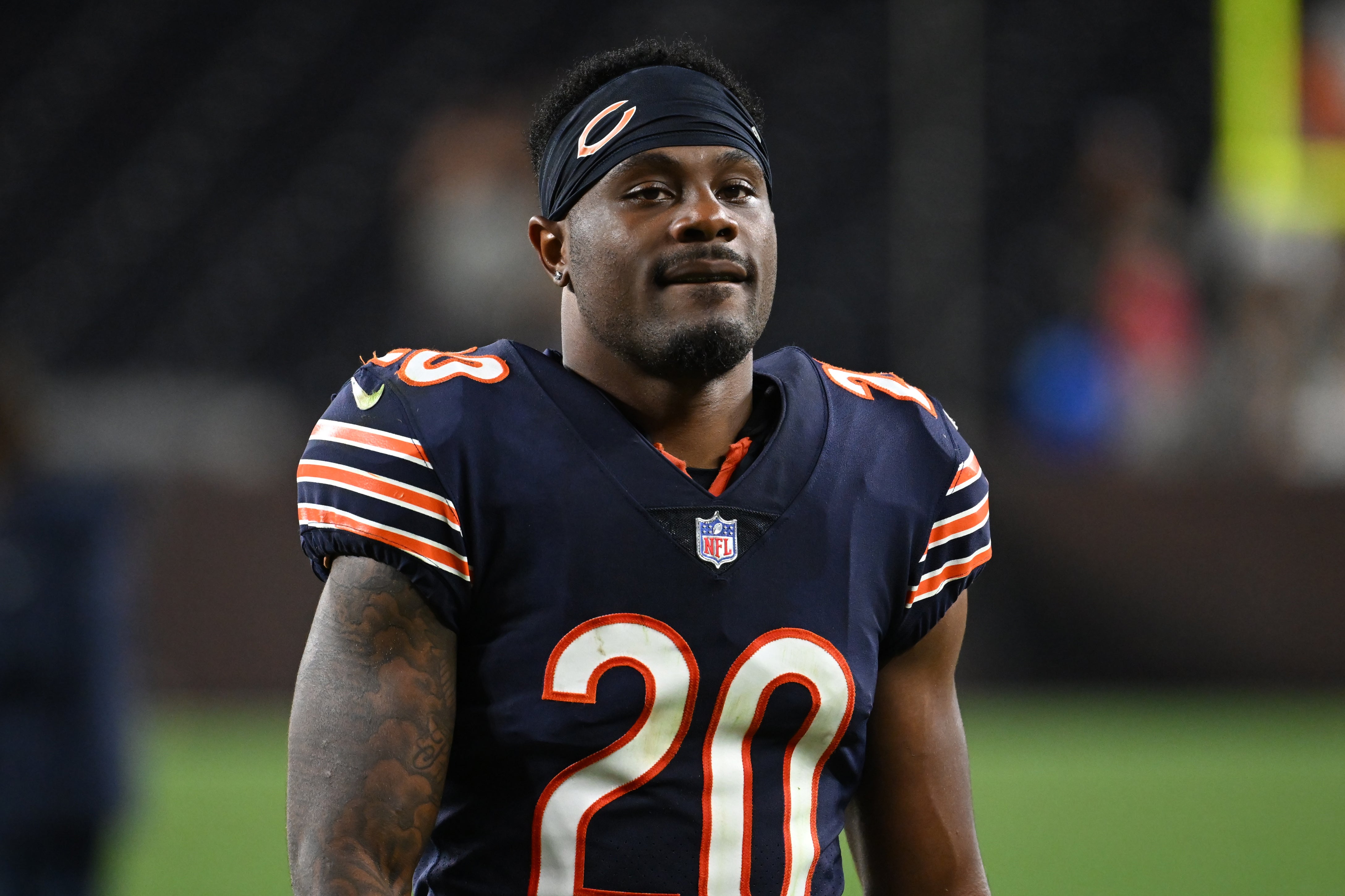 Aug 27, 2022; Cleveland, Ohio, USA; Chicago Bears cornerback Duke Shelley (20) walks off the field after the game between the Bears and the Cleveland Browns at FirstEnergy Stadium.