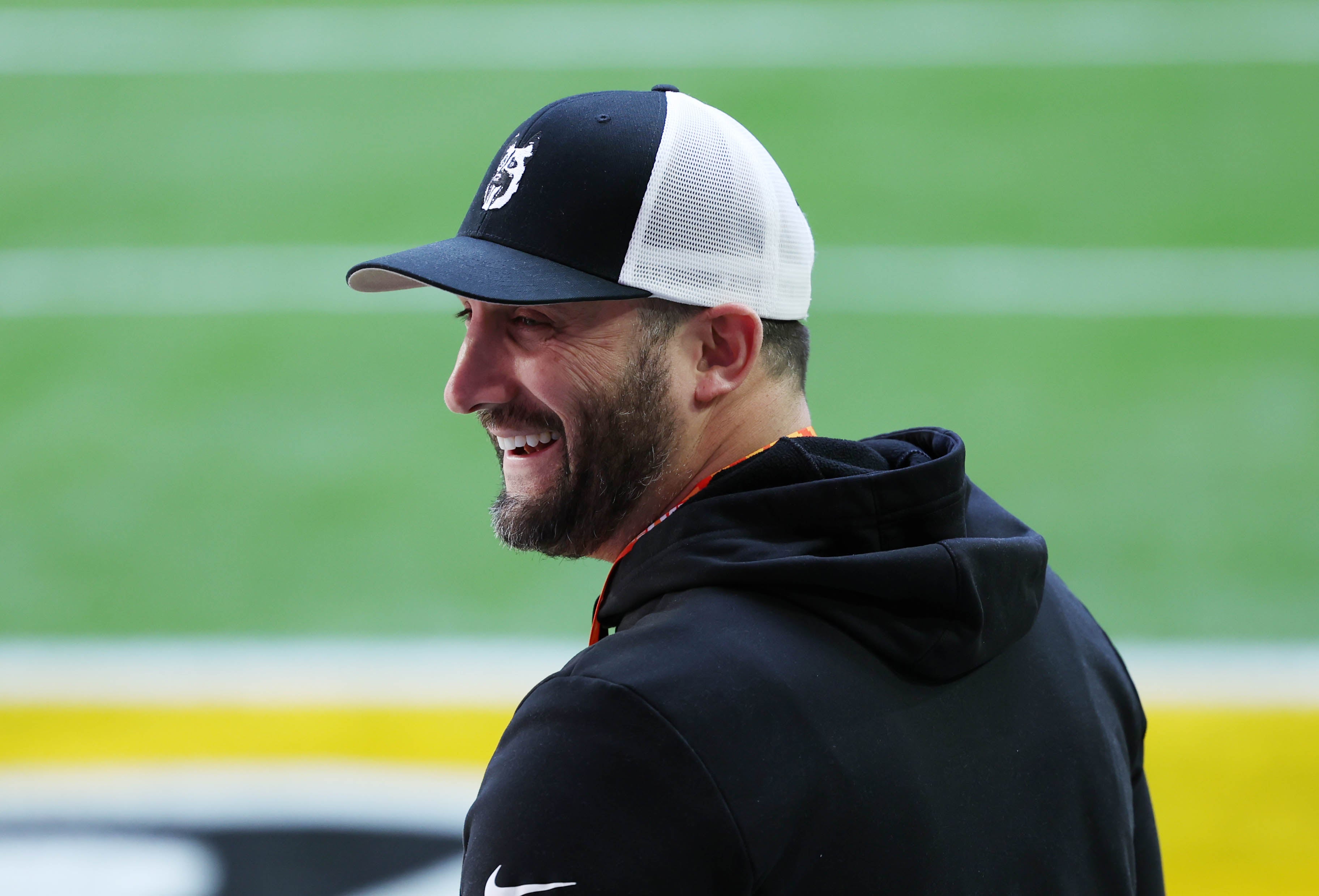 Feb 12, 2023; Glendale, Arizona, US; Philadelphia Eagles head coach Nick Sirianni arrives on the field before Super Bowl LVII against the Kansas City Chiefs at State Farm Stadium.