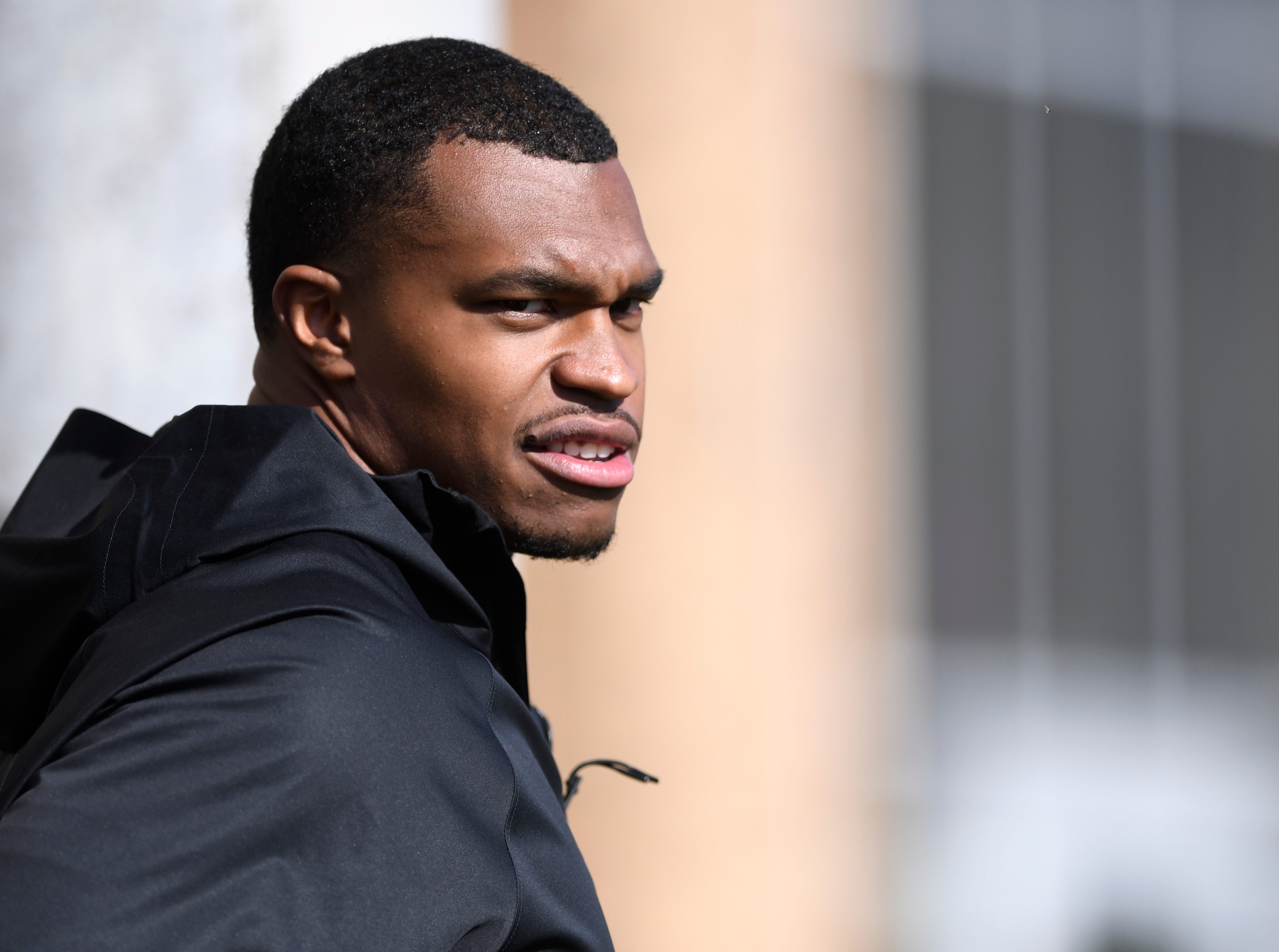 Texas Tech's linebacker Tyree Wilson stands on the sidelines during Pro Day, Wednesday, March 29, 2023, at Sports Performance Center.
