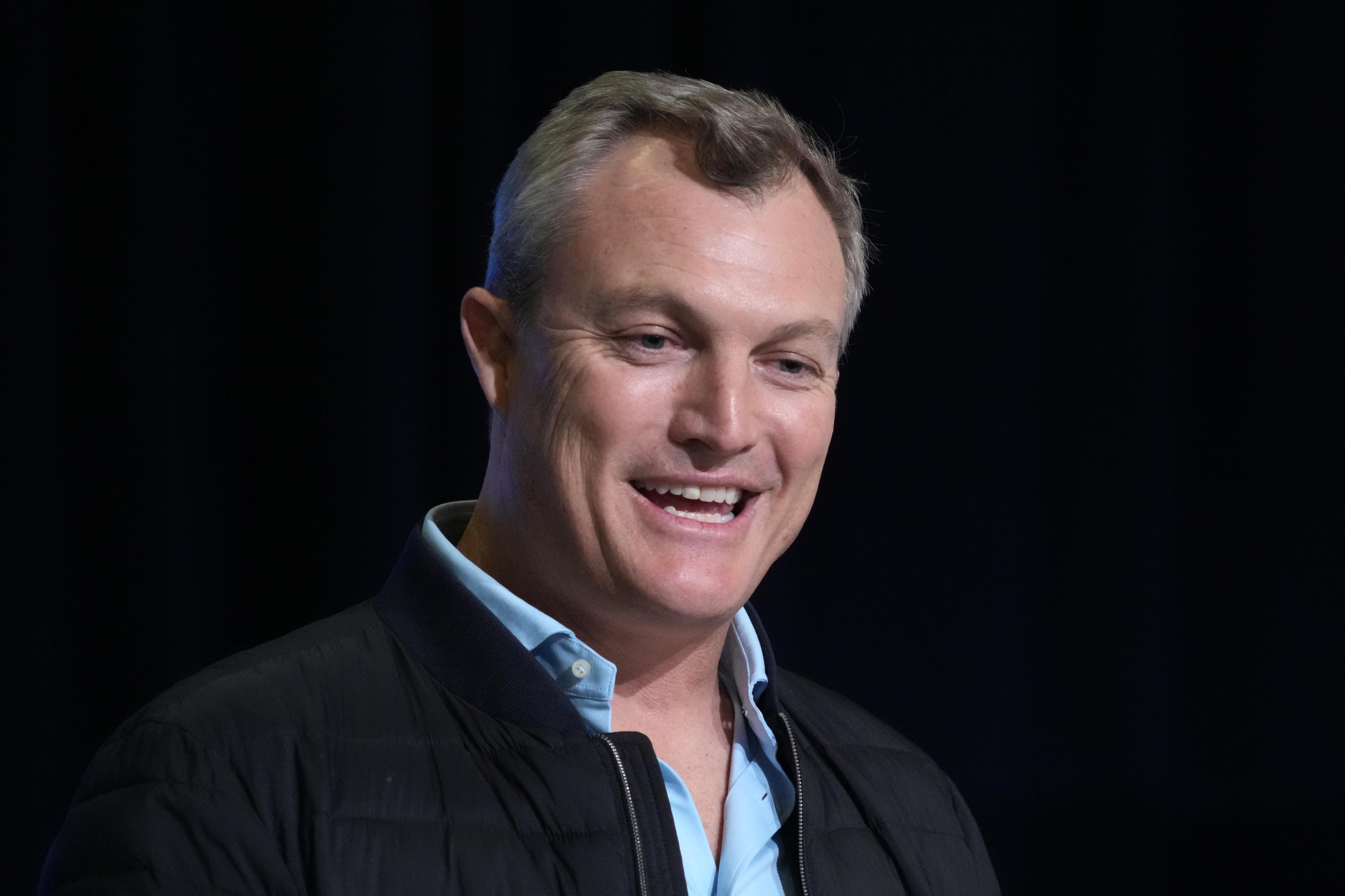 Feb 28, 2023; Indianapolis, IN, USA; San Francisco 49ers general manager John Lynch during the NFL combine at the Indiana Convention Center.