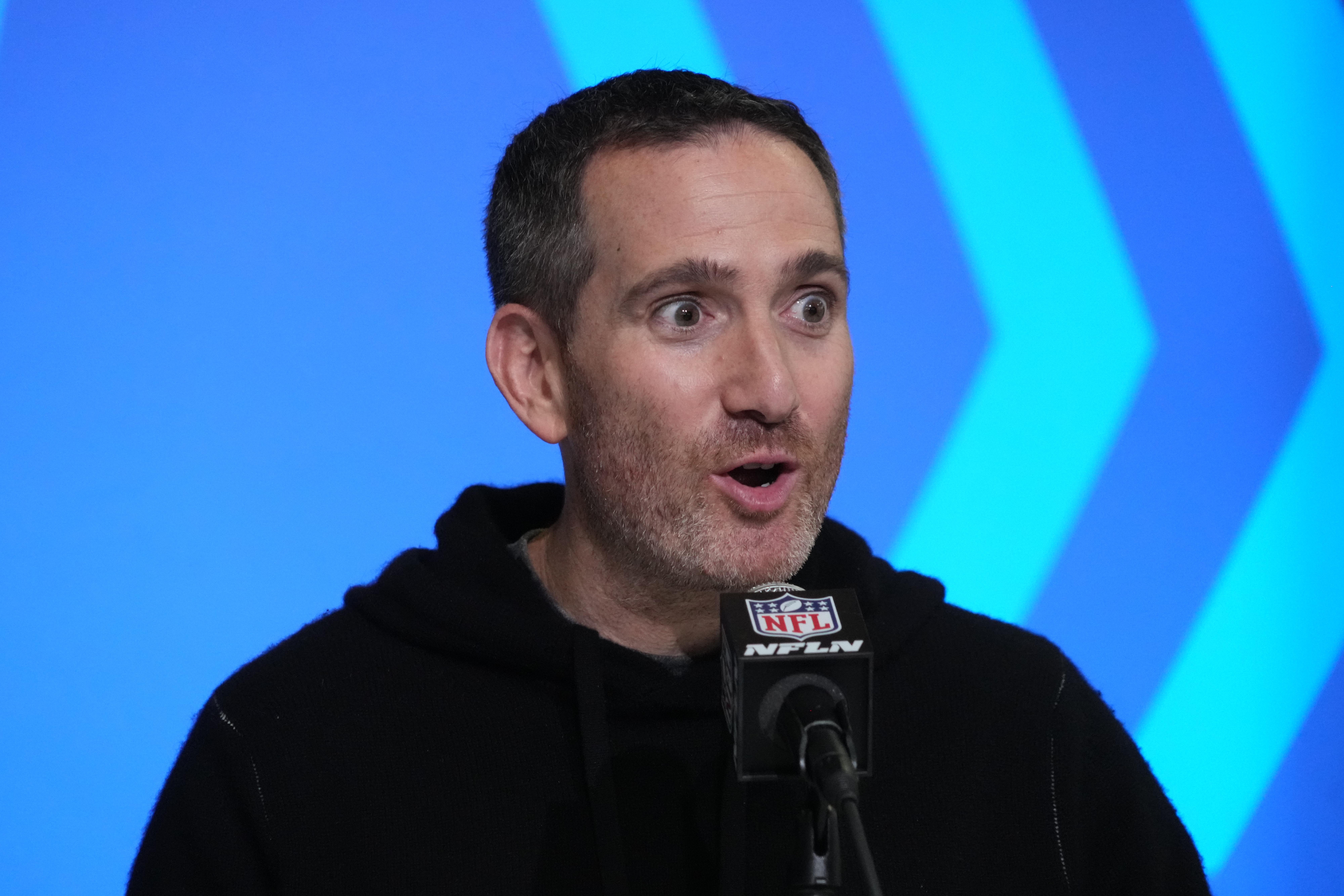 Feb 28, 2023; Indianapolis, IN, USA; Philadelphia Eagles general manager Howie Roseman during the NFL combine at the Indiana Convention Center. Mandatory Credit: Kirby Lee-USA TODAY Sports