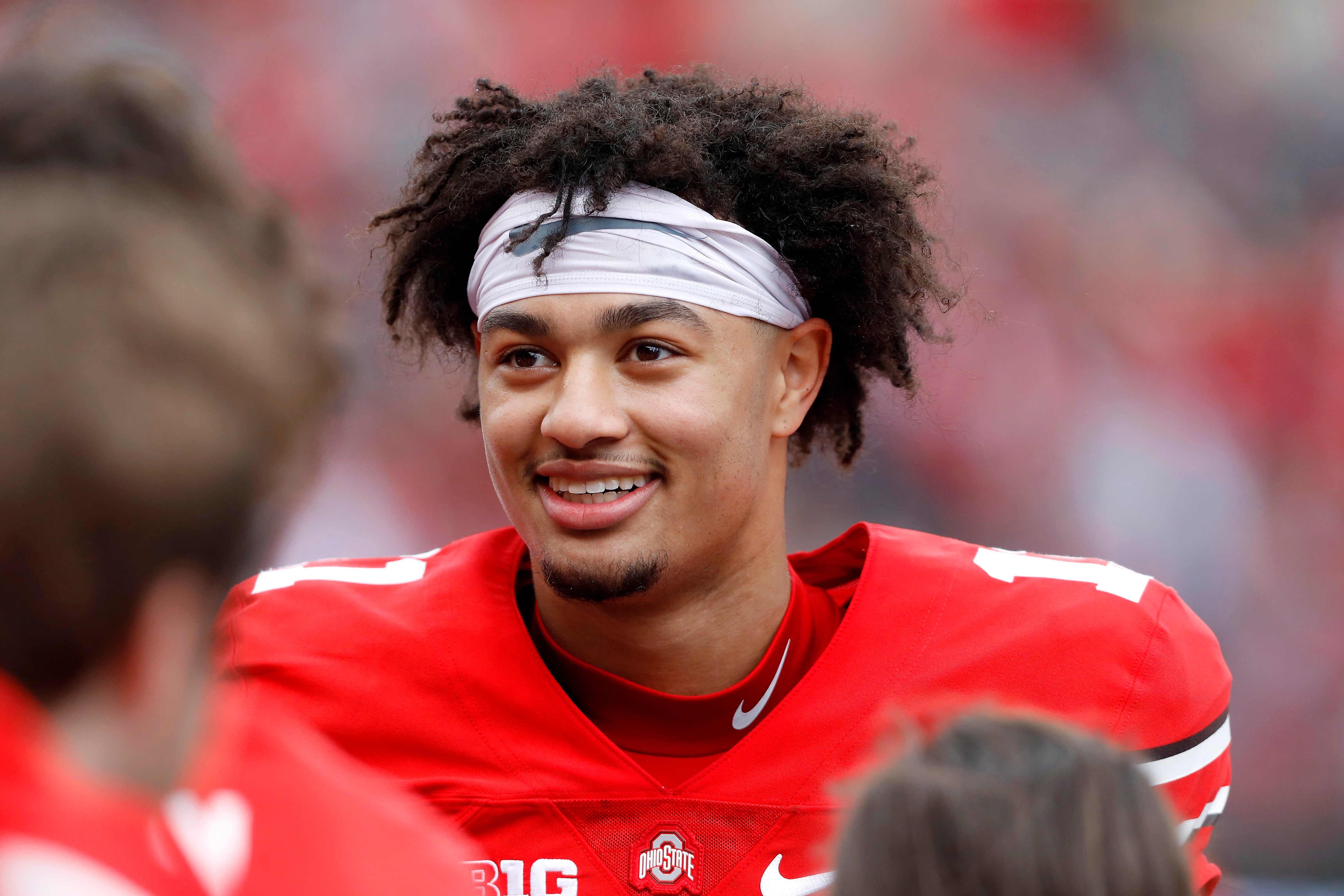 Apr 16, 2022; Columbus, Ohio, USA; Ohio State Buckeyes Scarlett wide receiver Jaxon Smith-Njigba (11) during the Annual Scarlett and Gray Spring game at Ohio Stadium.