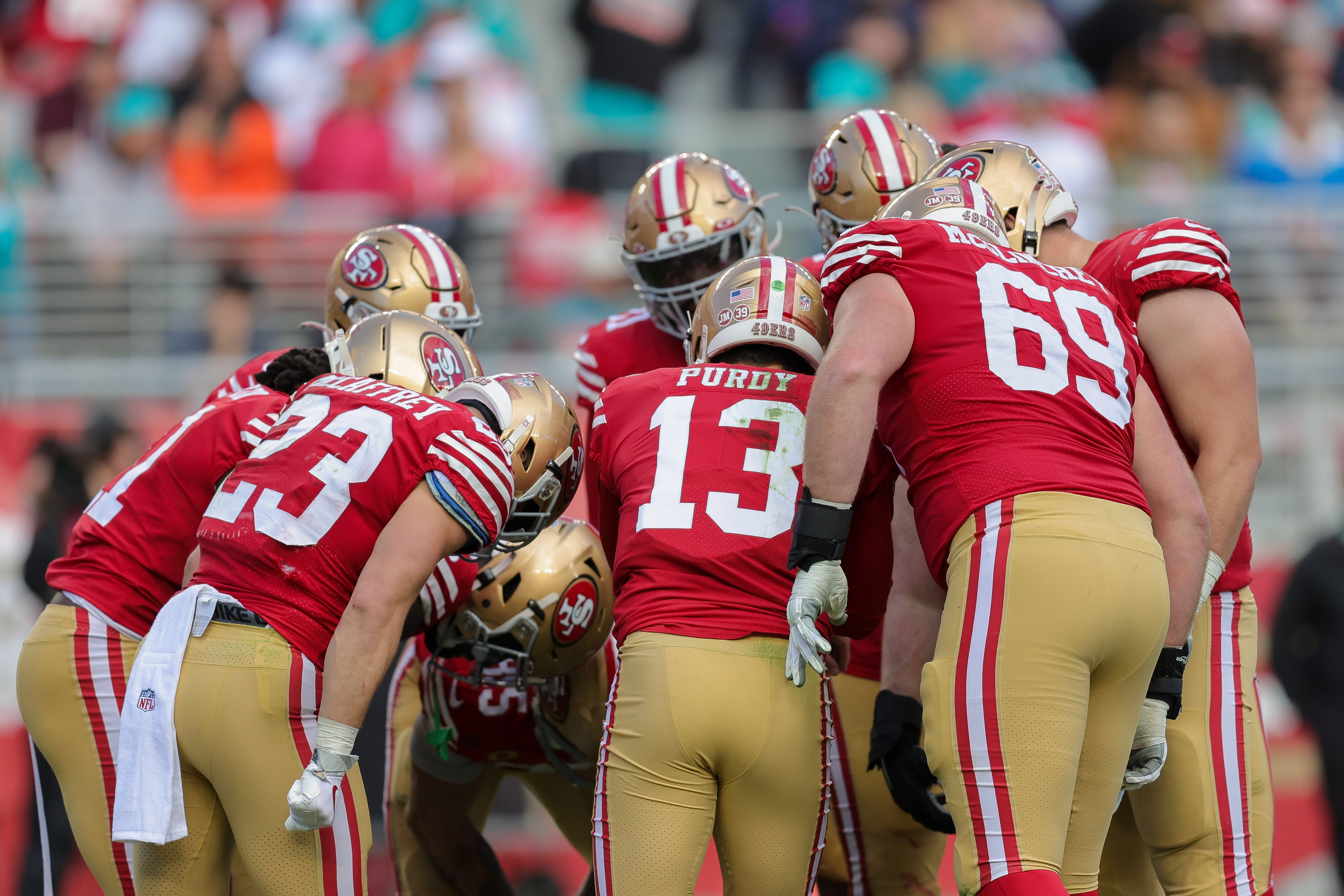 Dec 4, 2022; Santa Clara, California, USA; San Francisco 49ers quarterback Brock Purdy (13) during the game against the Miami Dolphins at Levi's Stadium.