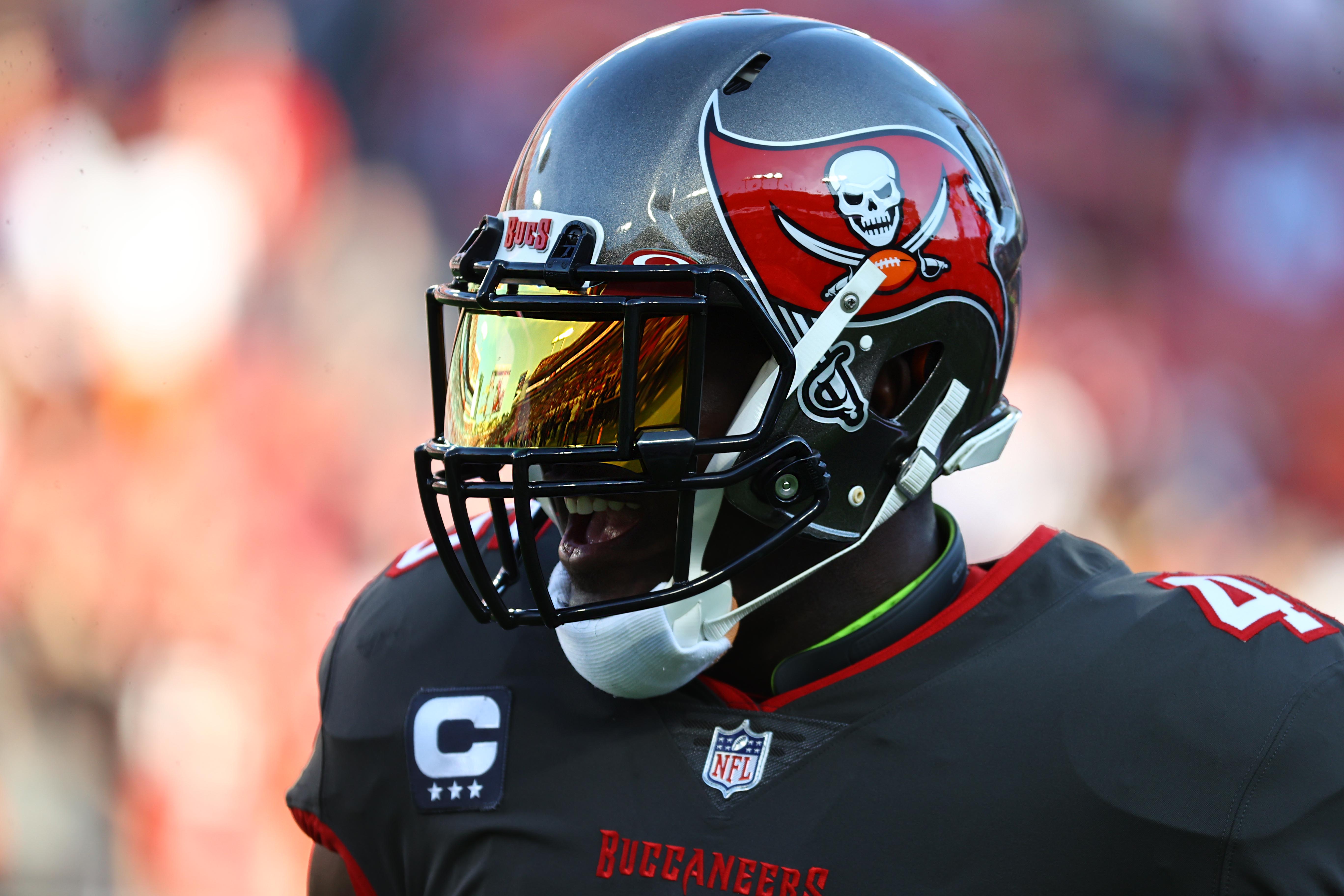 Dec 18, 2022; Tampa, Florida, USA; Tampa Bay Buccaneers linebacker Devin White (45) works out prior to the game against the Cincinnati Bengals at Raymond James Stadium. Mandatory Credit: Kim Klement-USA TODAY Sports
