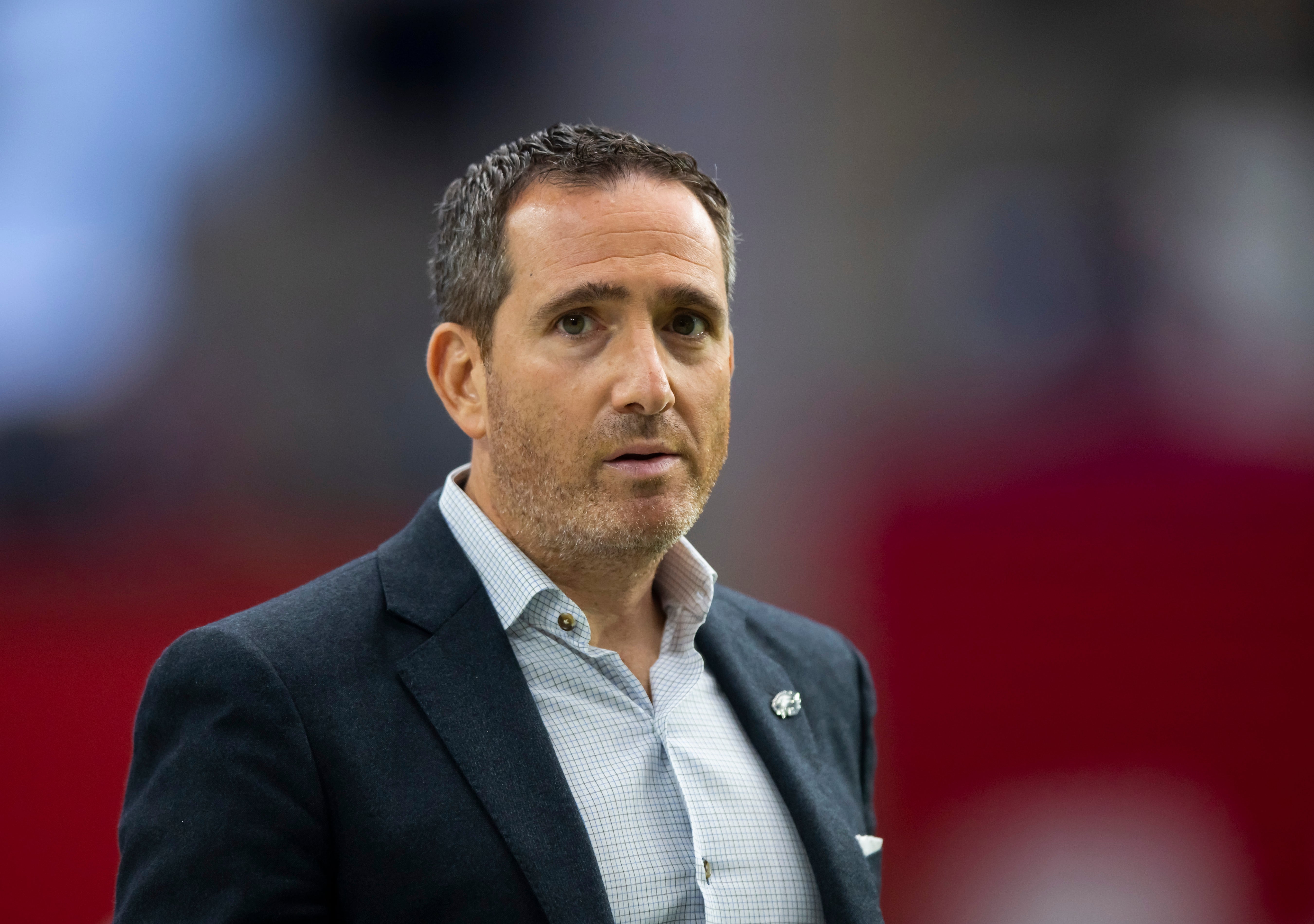 Oct 9, 2022; Glendale, Arizona, USA; Philadelphia Eagles general manager Howie Roseman against the Arizona Cardinals at State Farm Stadium. Mandatory Credit: Mark J. Rebilas-USA TODAY Sports