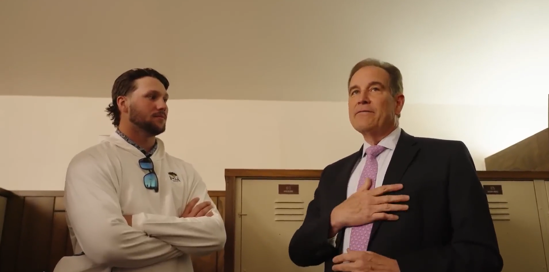 Buffalo Bills QB Josh Allen and CBS Broadcaster Jim Nantz