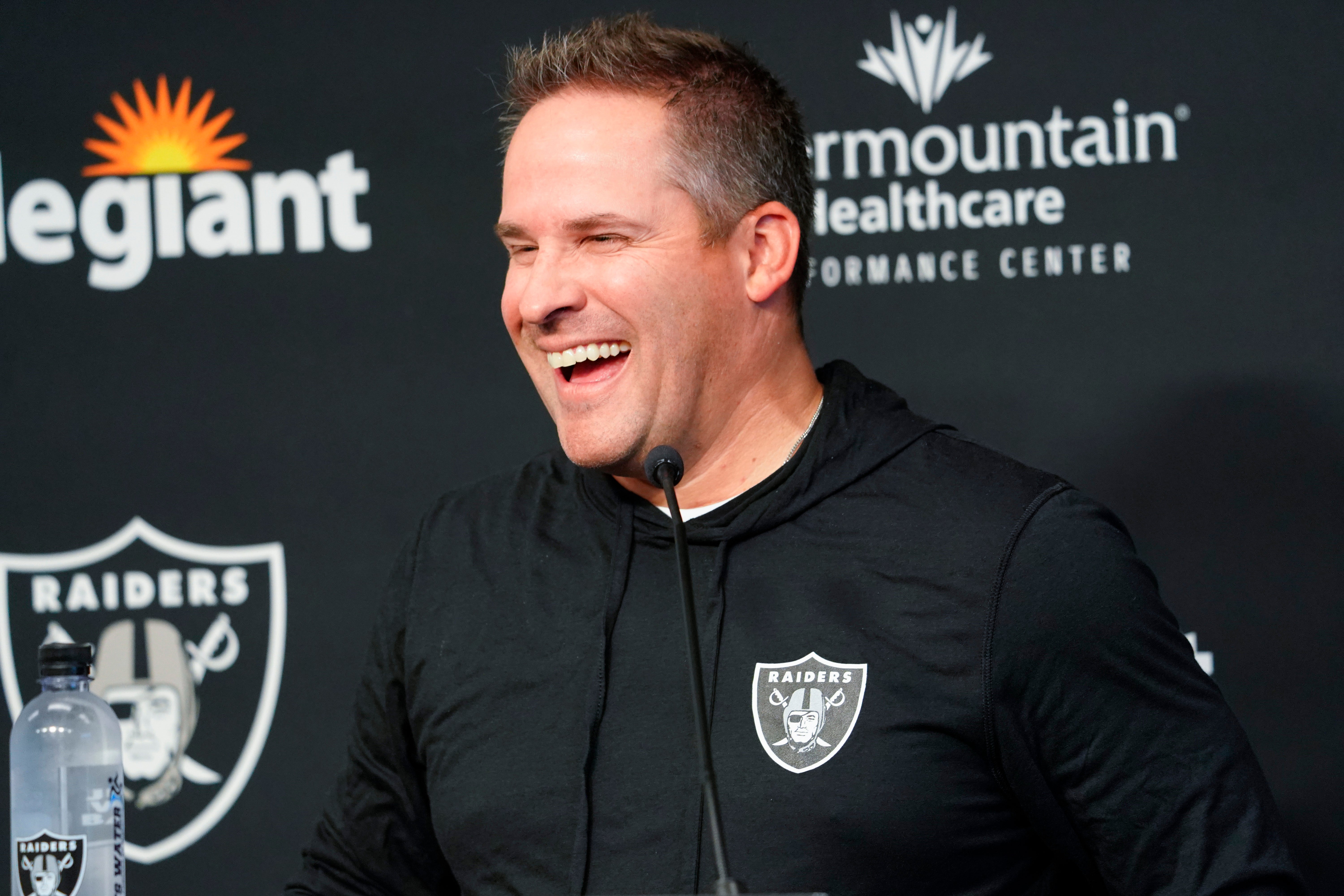 Las Vegas Raiders Josh McDaniels laughing