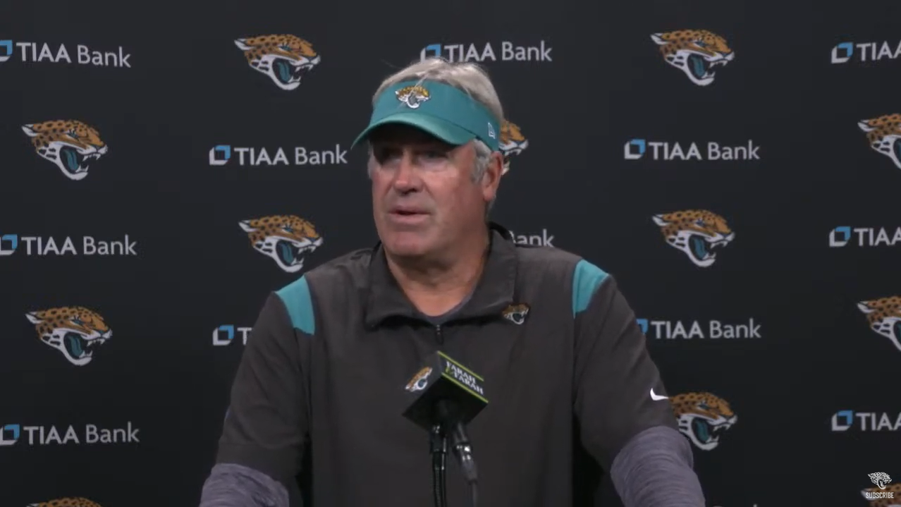 Jacksonville Jaguars HC responds to questions about DeAndre Hopkins during final week of OTAs.