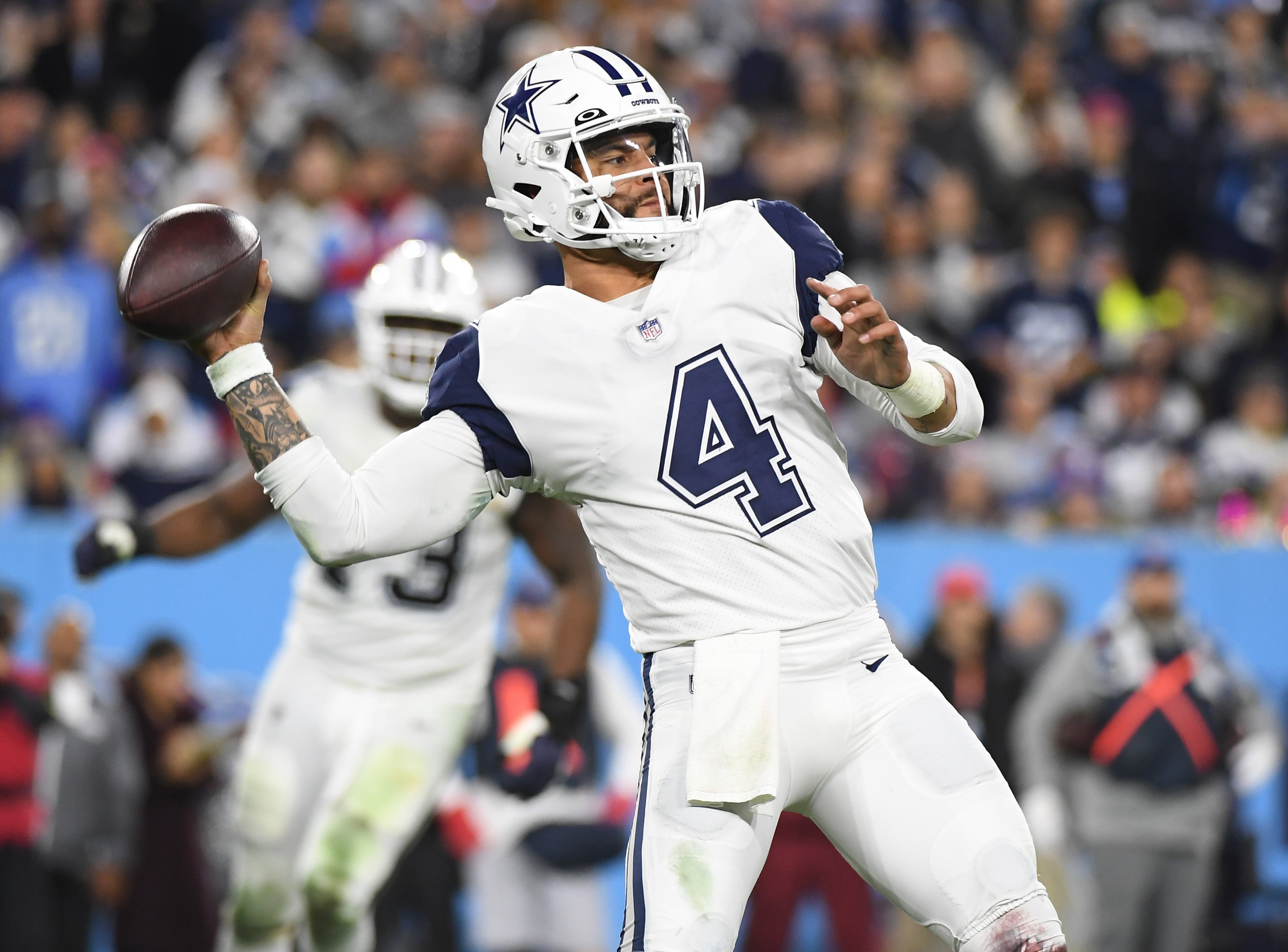 Dallas Cowboys QB Dak Prescott versus Tennessee Titans late in the 2022 season