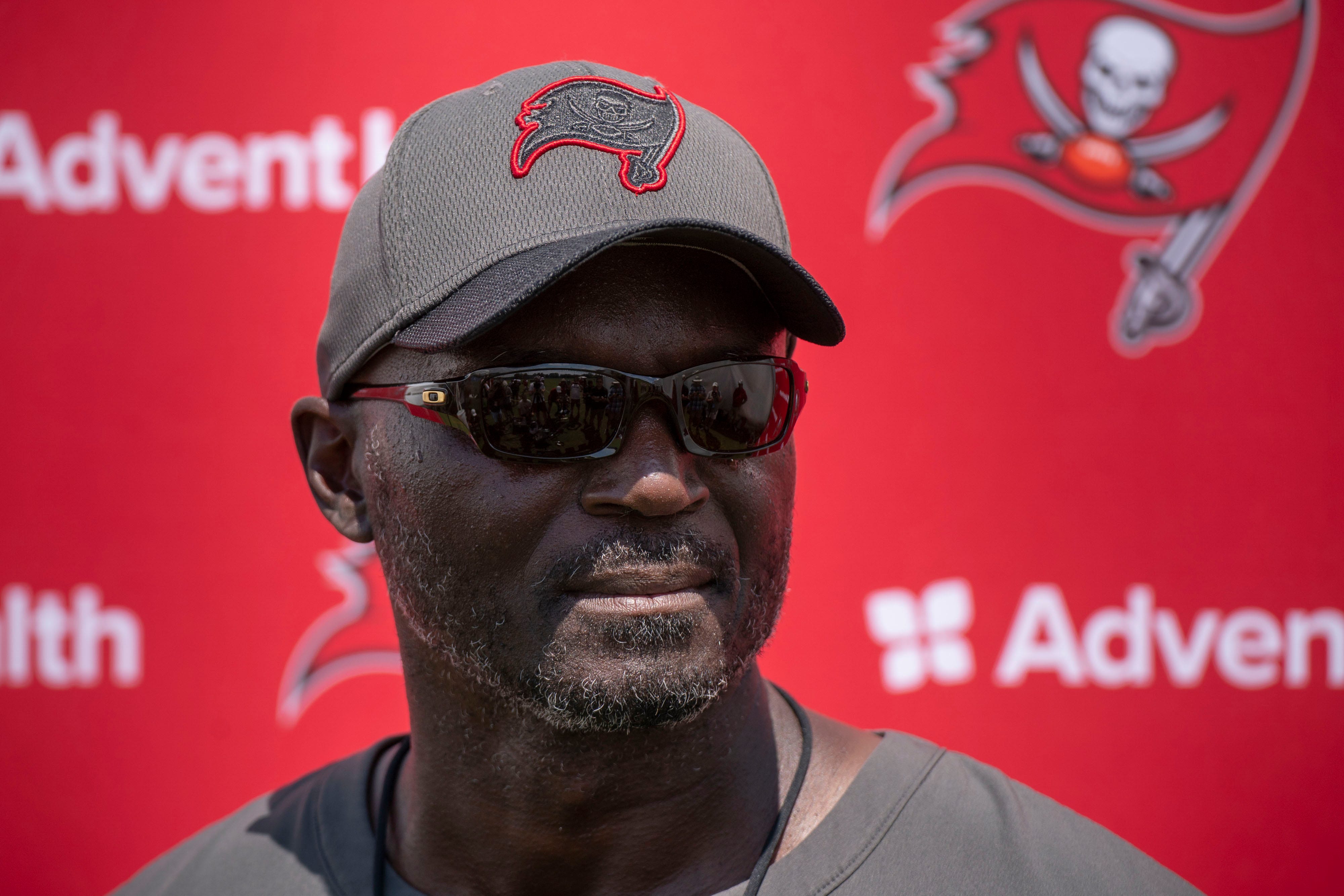 Tampa Bay Buccaneers head coach Todd Bowles responds to questions after a joint training camp practice against the Tennessee Titans at Ascension Saint Thomas Sports Park Thursday, Aug. 18, 2022, in Nashville, Tenn