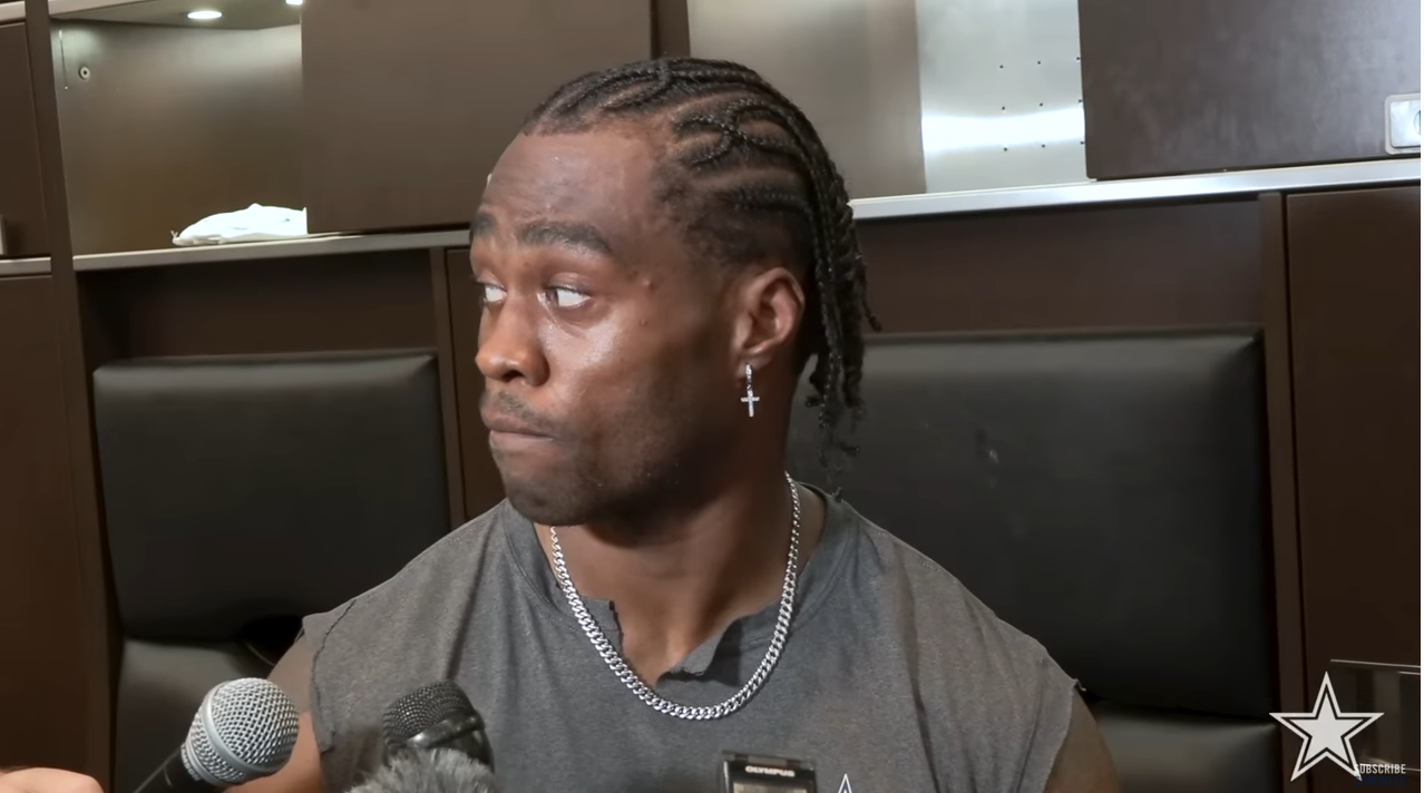 Dallas Cowboys WR Brandin Cooks talking to the media