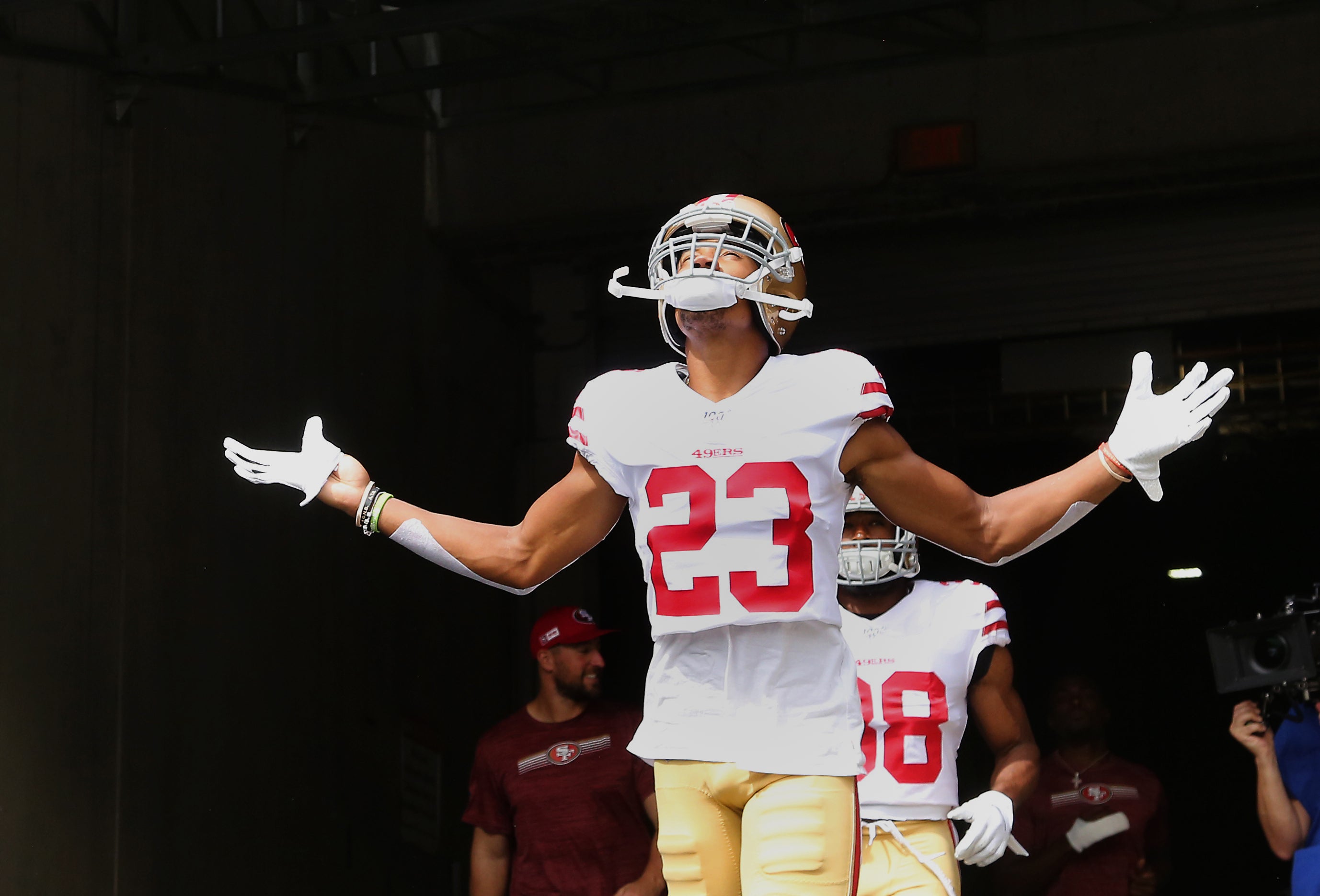 Sep 15, 2019; Cincinnati, OH, USA; San Francisco 49ers cornerback Ahkello Witherspoon (23) before the game against the Cincinnati Bengals at Paul Brown Stadium.