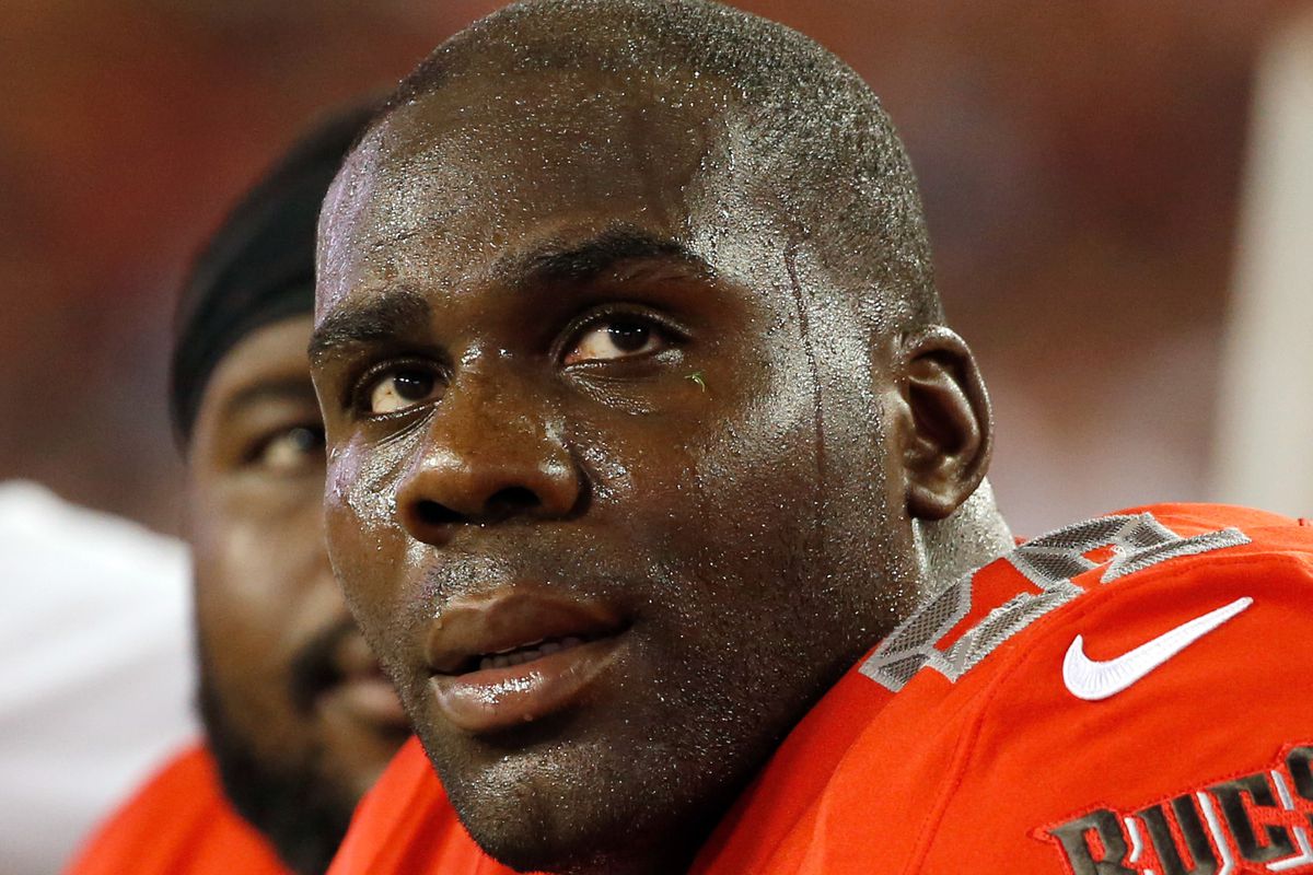 Oct 5, 2017; Tampa, FL, USA; Tampa Bay Buccaneers offensive tackle Demar Dotson (69) during the first half at Raymond James Stadium.