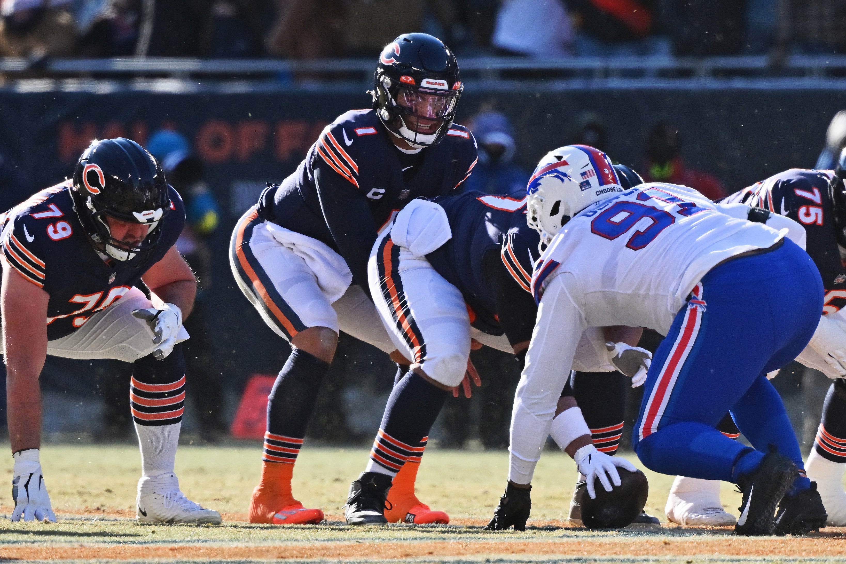 Chicago Bears QB Justin Fields under center.
