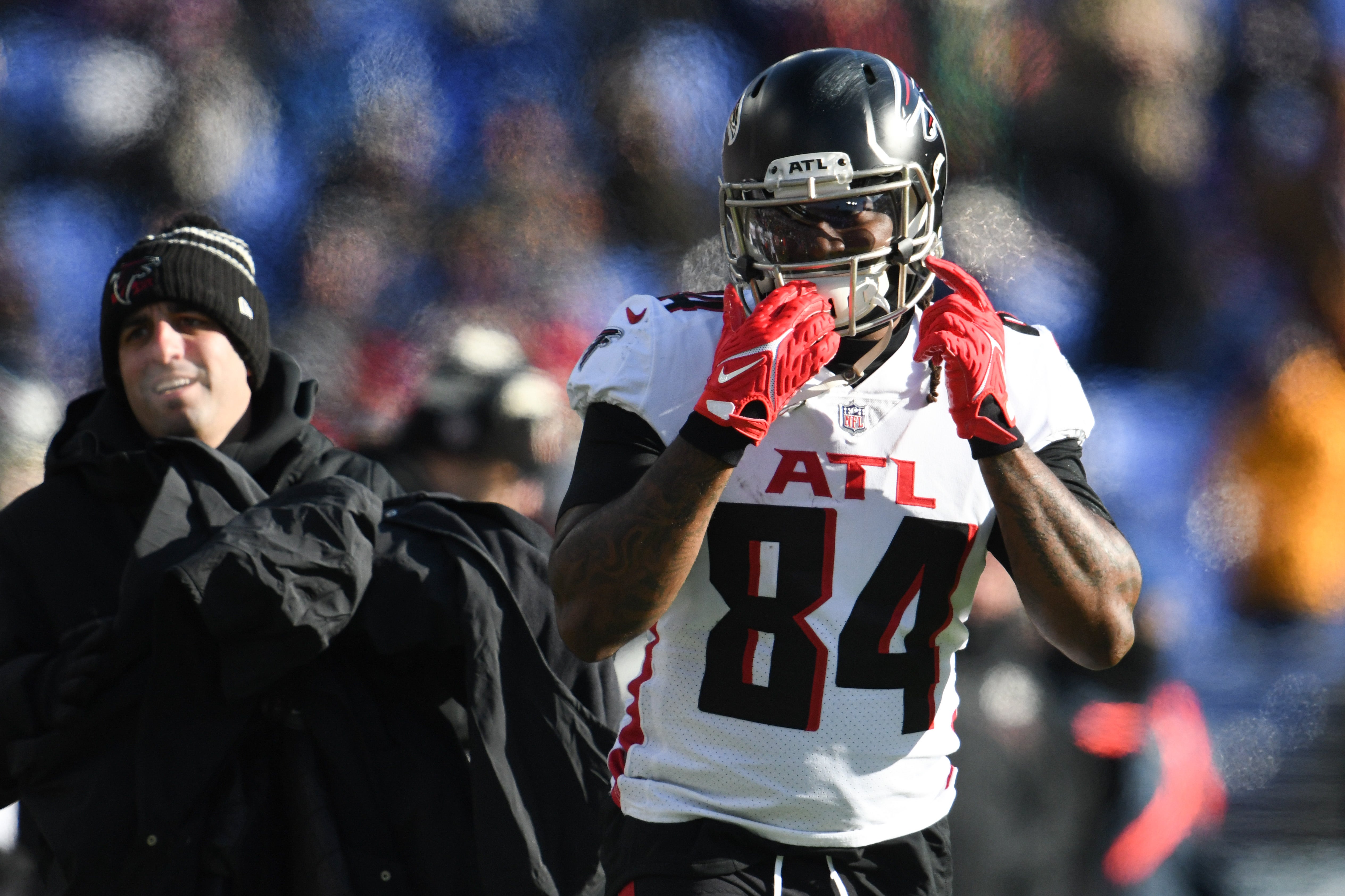 Dec 24, 2022; Baltimore, Maryland, USA; Atlanta Falcons running back Cordarrelle Patterson (84) enters the field during the game against the Baltimore Ravens at M&T Bank Stadium
