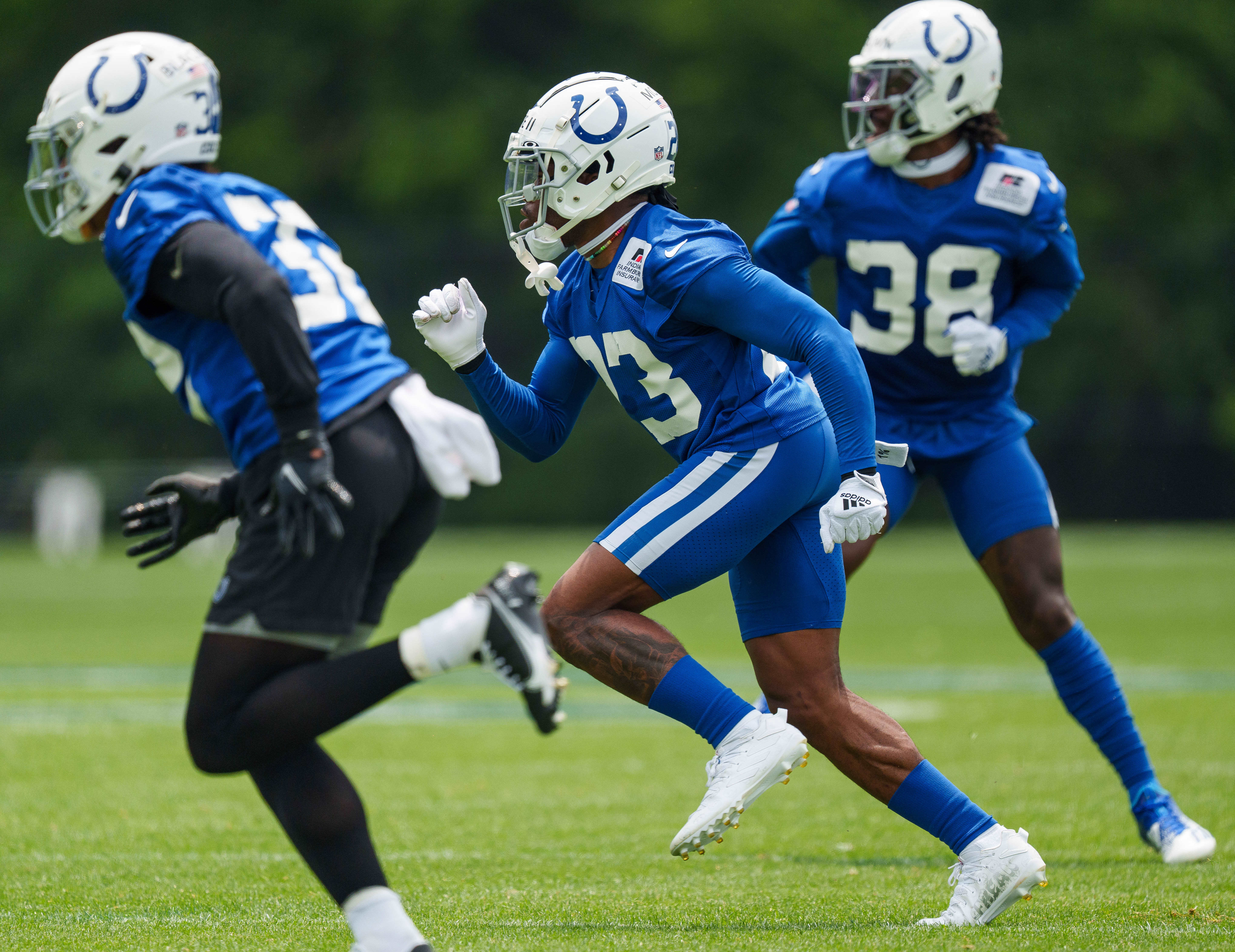 June 14, 2023; Indianapolis, IN, USA; Indianapolis Colts cornerback Kenny Moore II (23) works through defensive back drills Wednesday, June 14, 2023, during mandatory minicamp at the Indiana Farm Bureau Football Center in Indianapolis. Mandatory Credit: Mykal McEldowney-USA TODAY Sports