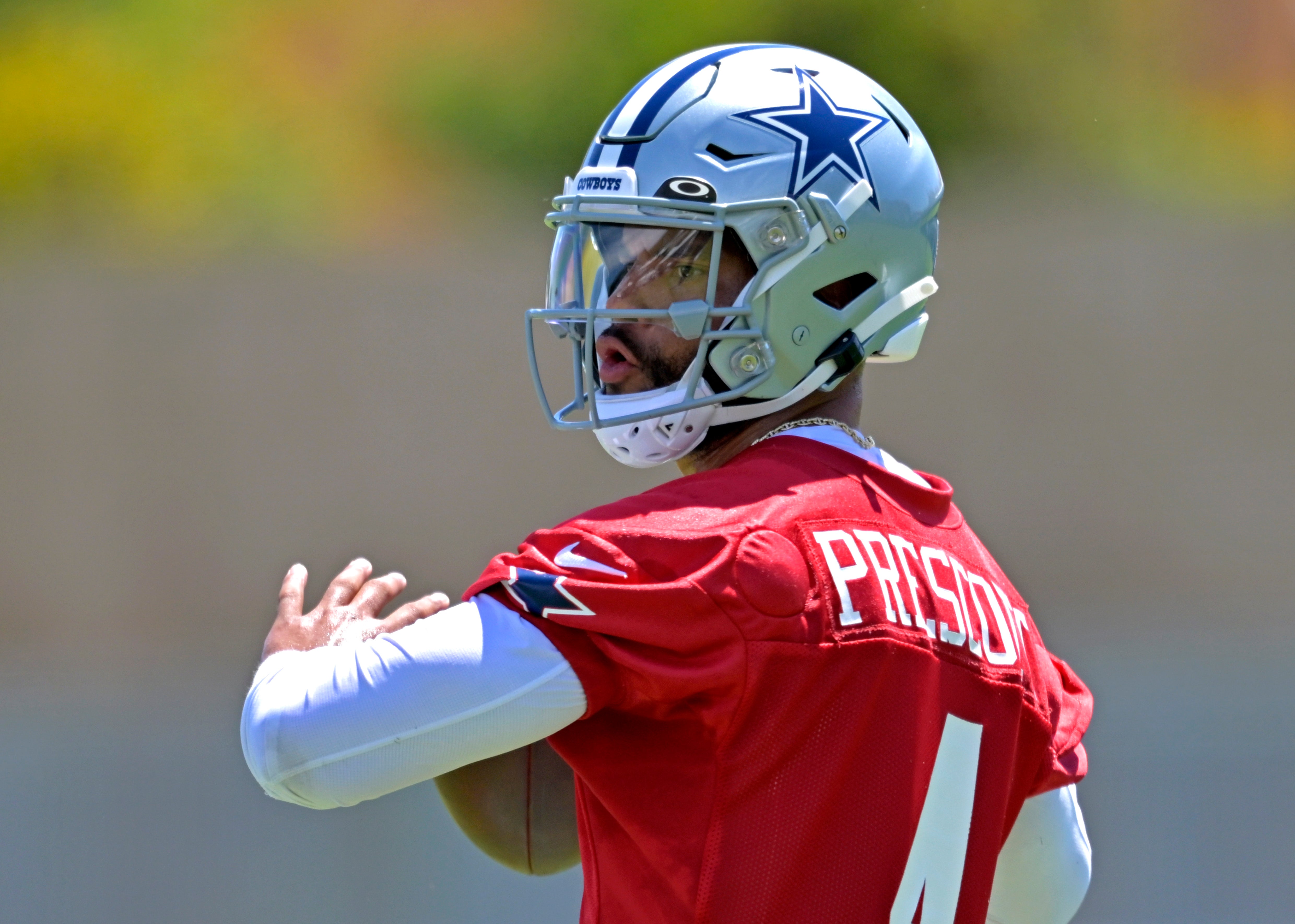 Dallas Cowboys QB Dak Prescott in training camp.