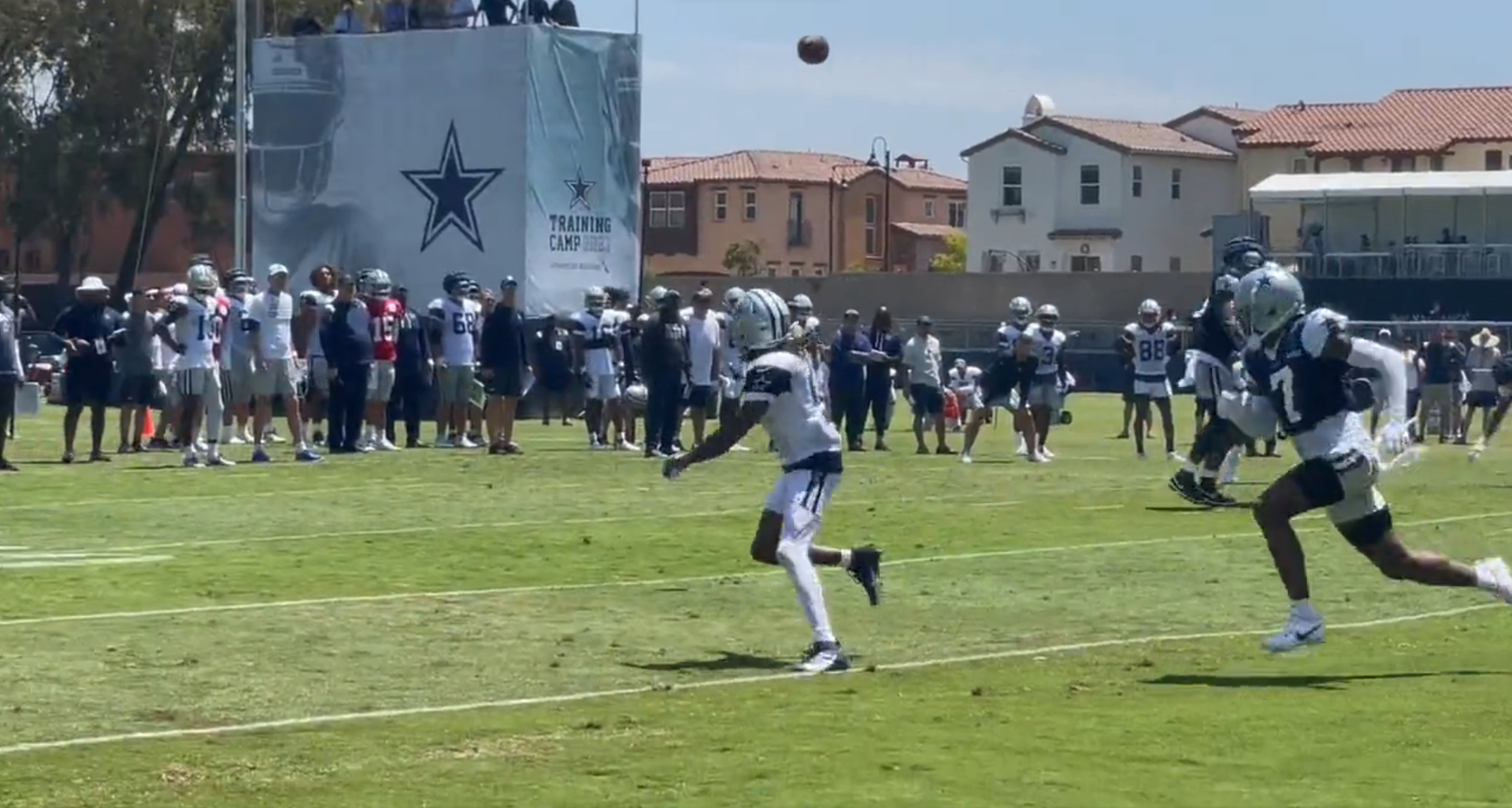 Dallas Cowboys cornerback Trevon Diggs makes a play on the ball covering KaVontae Turpin.