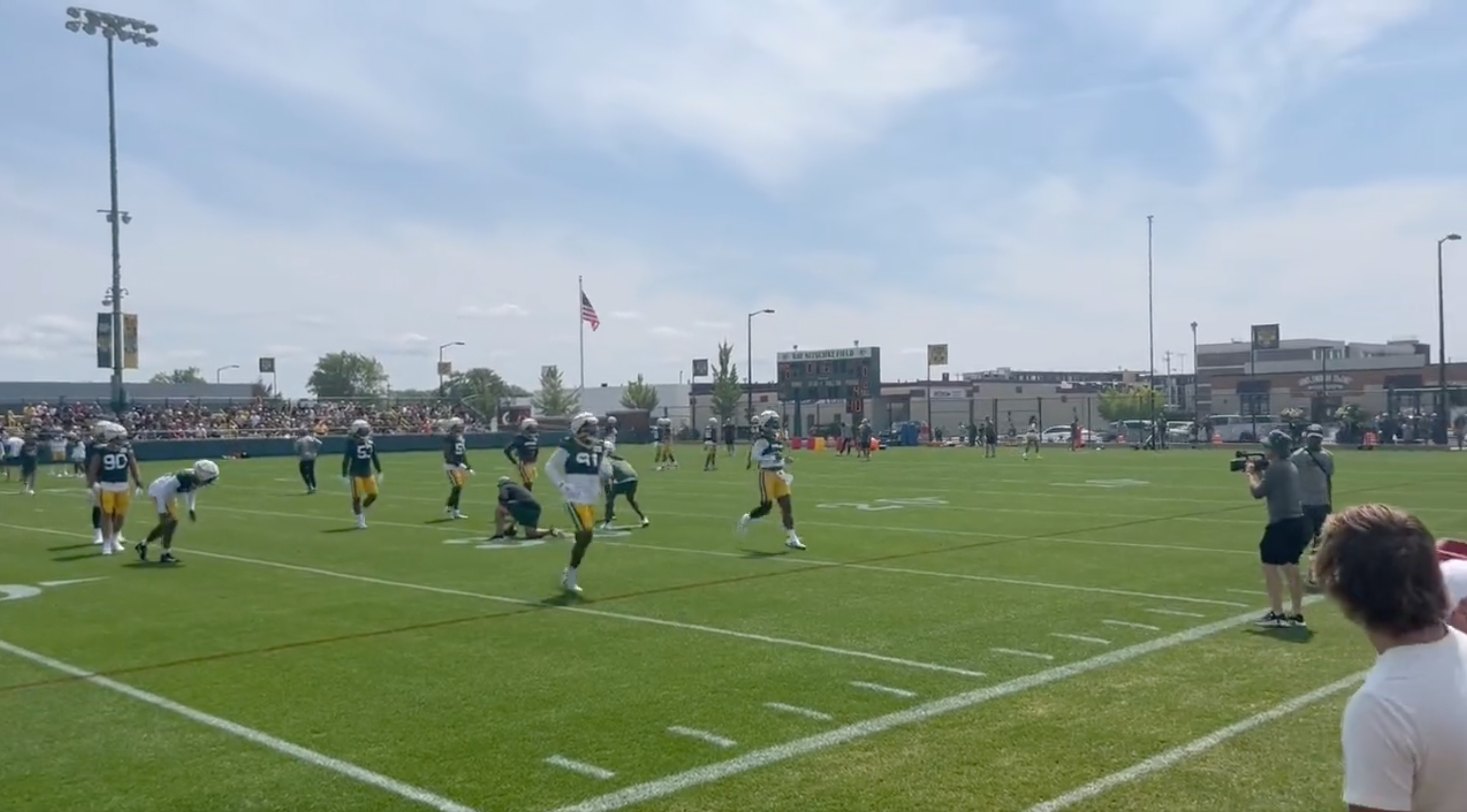 Rashan Gary and Preston Smith at practice. Photo credit: The Athletic's Matt Schneidman