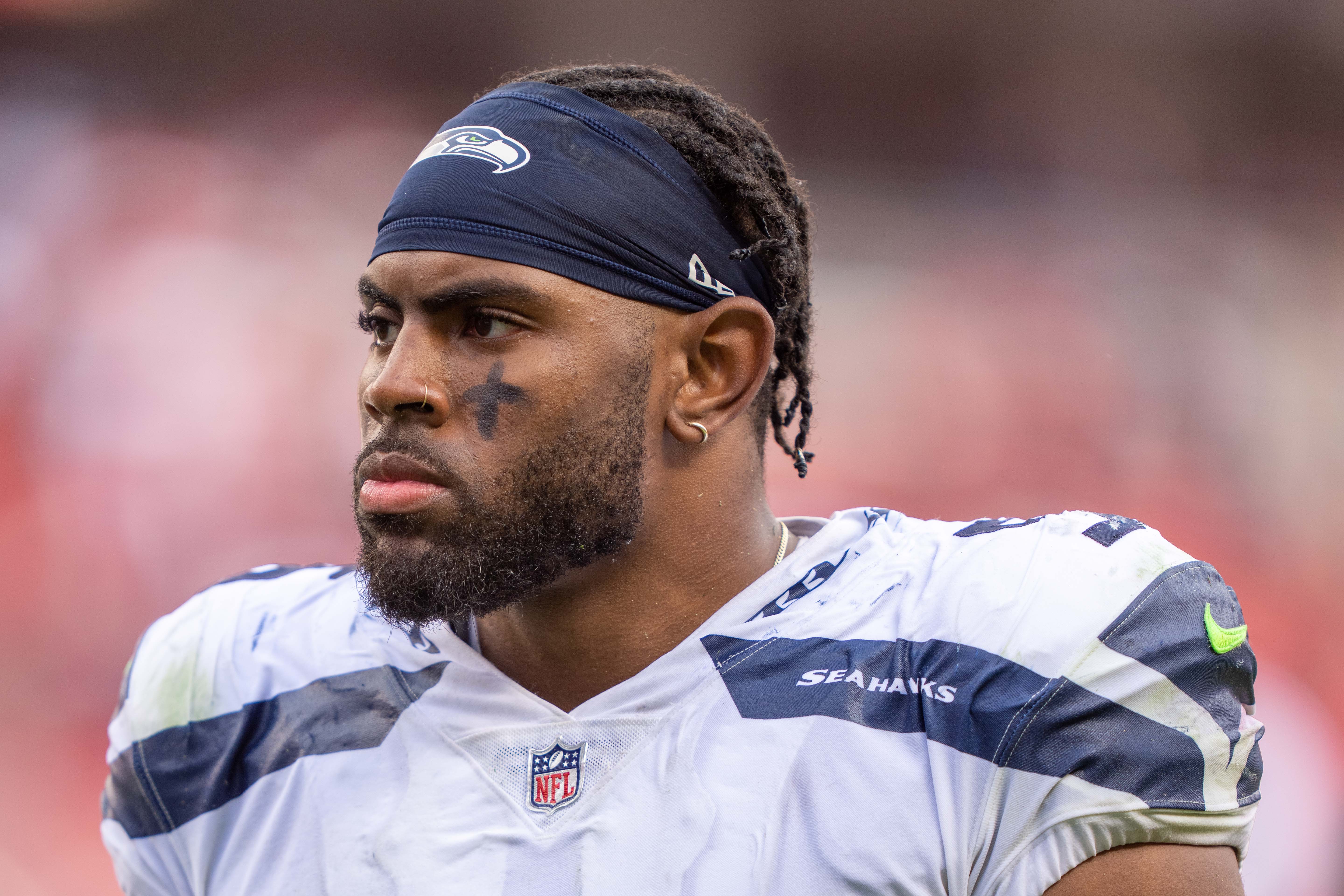 September 18, 2022; Santa Clara, California, USA; Seattle Seahawks linebacker Jordyn Brooks (56) after the game against the San Francisco 49ers at Levi's Stadium. Mandatory Credit: Kyle Terada-USA TODAY Sports