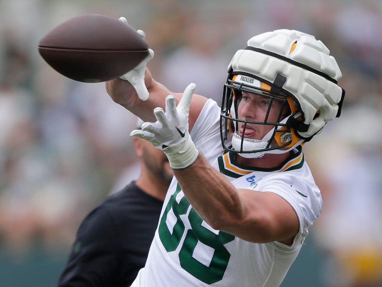 Green Bay Packers tight end Luke Musgrave (88) during the first day of practice of theGreen Bay Packers 2023 training camp on Wednesday, July 26, 2023 at Ray NitschkeField in Green Bay, Wis. Wm. Glasheen USA TODAY NETWORK-Wisconsin