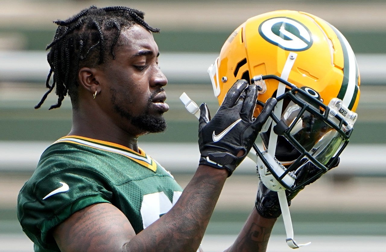 Green Bay Packers Shemar Jean-Charles is shown during organized team activities (OTA) Tuesday, May 31, 2022 in Green Bay, Wis. MARK HOFFMAN/MILWAUKEE JOURNAL SENTINEL / USA TODAY NETWORK