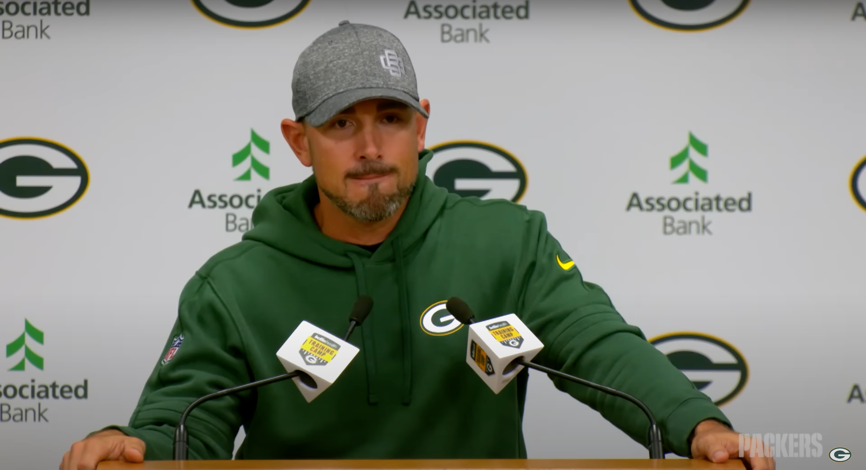 Packers head coach Matt LaFleur speaks to media. Photo credit: Packers YouTube