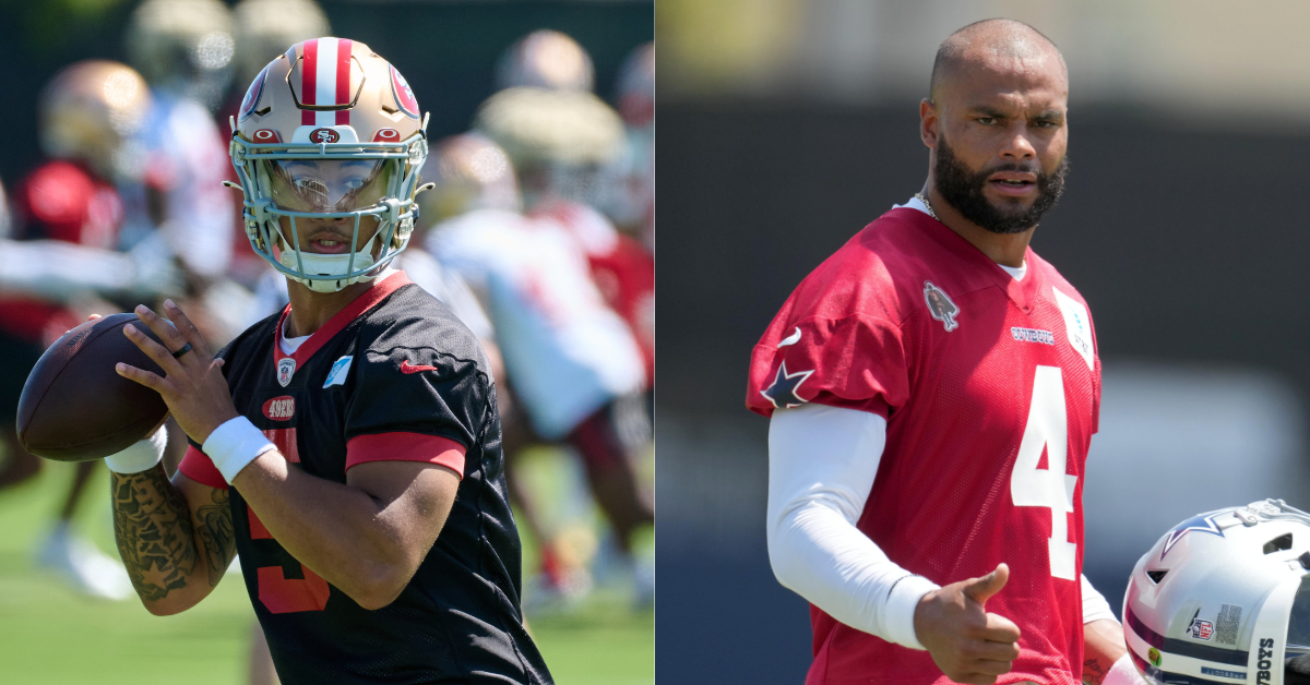 Dallas Cowboys quarterbacks Trey Lance and Dak Prescott via USA Today Sports