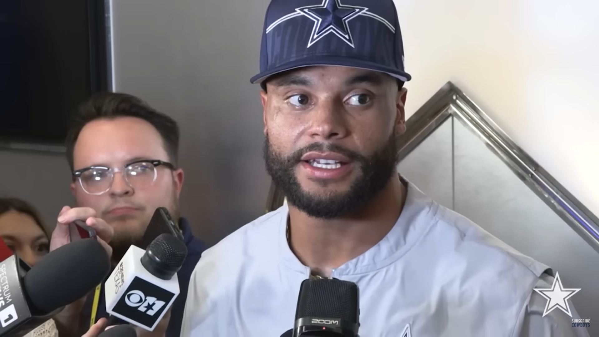 Dallas Cowboys quarterback Dak Prescott talked to reporters following the team's preseason win vs. Las Vegas Raiders.