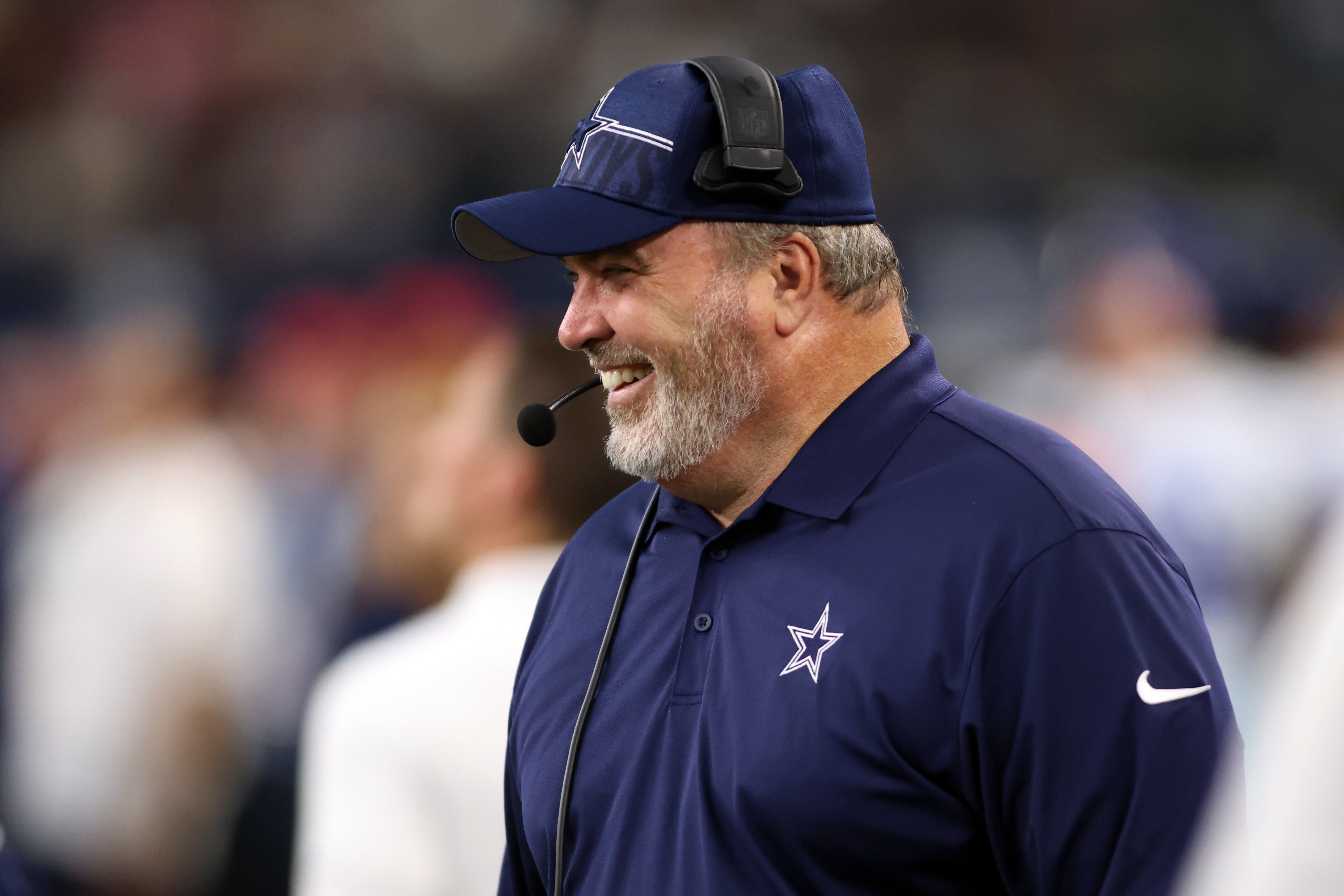 Dallas Cowboys head coach Mike McCarthy on the field in the second half against the Las Vegas Raiders at AT&T Stadium. Mandatory Credit: Tim Heitman-USA TODAY Sports  