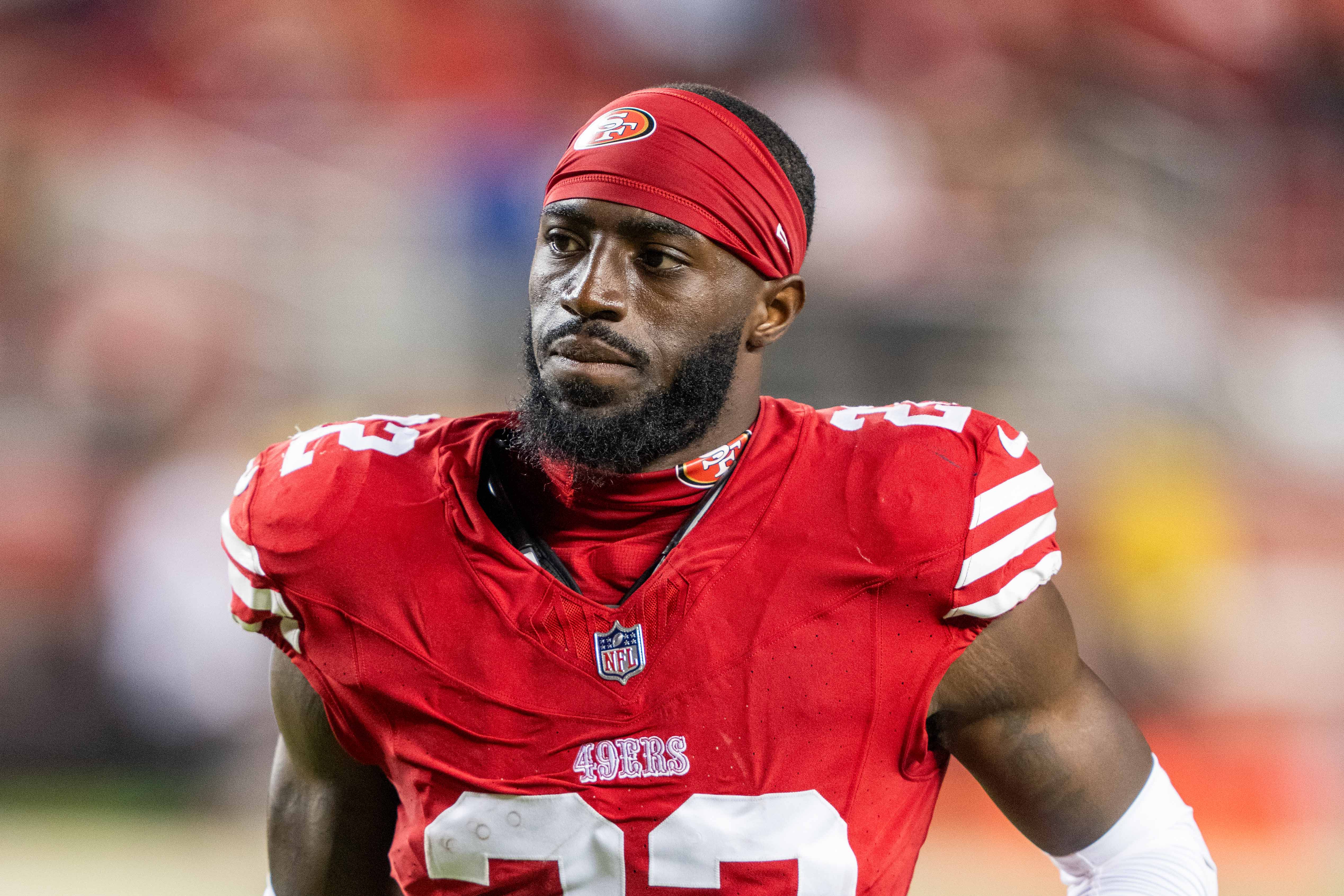 August 19, 2023; Santa Clara, California, USA; San Francisco 49ers cornerback D'Shawn Jamison (22) after the game against the Denver Broncos at Levi's Stadium. Mandatory Credit: Kyle Terada-USA TODAY Sports