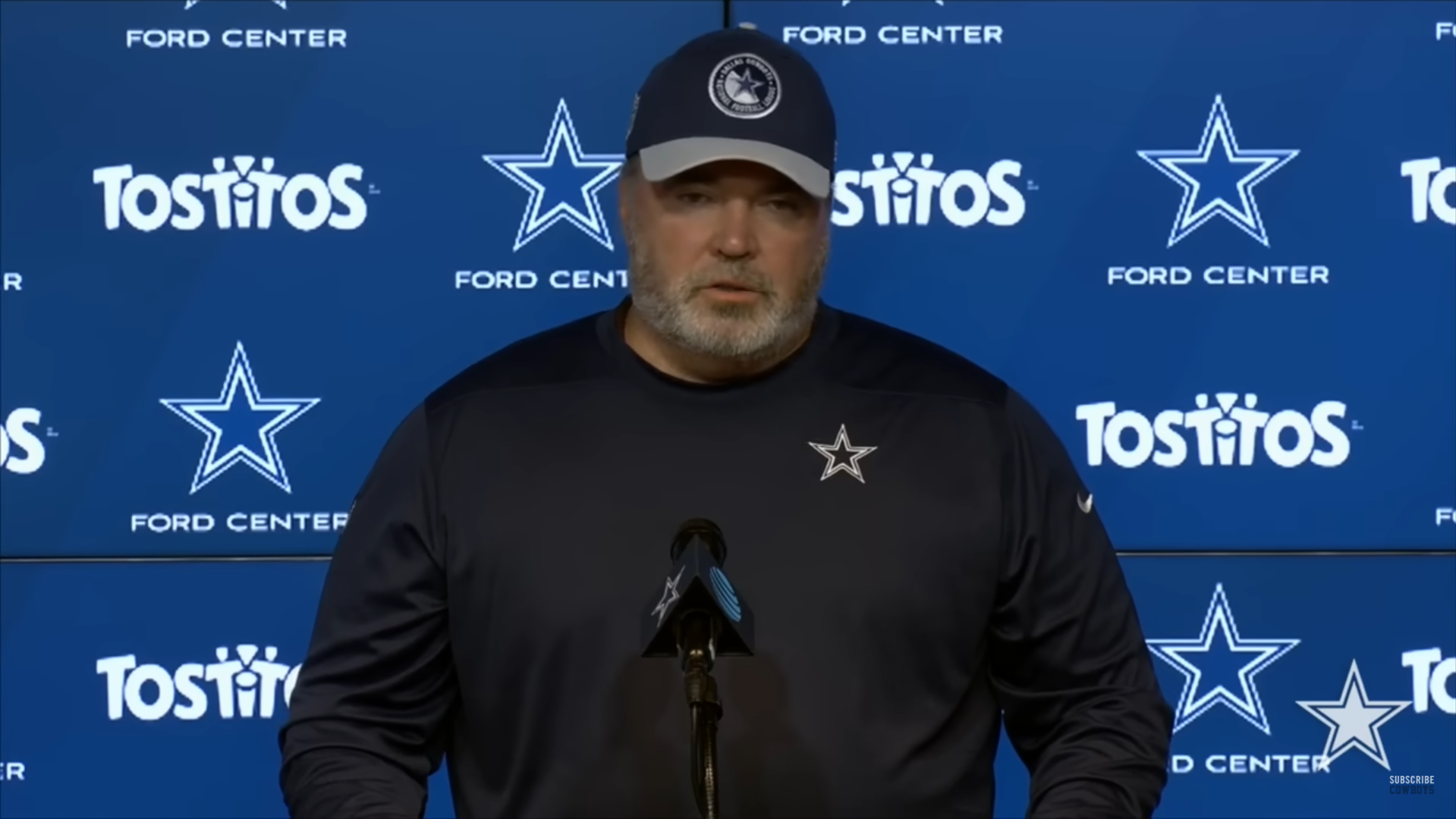 Dallas Cowboys head coach Mike McCarthy talks to the media ahead of the first 53-man roster practice.