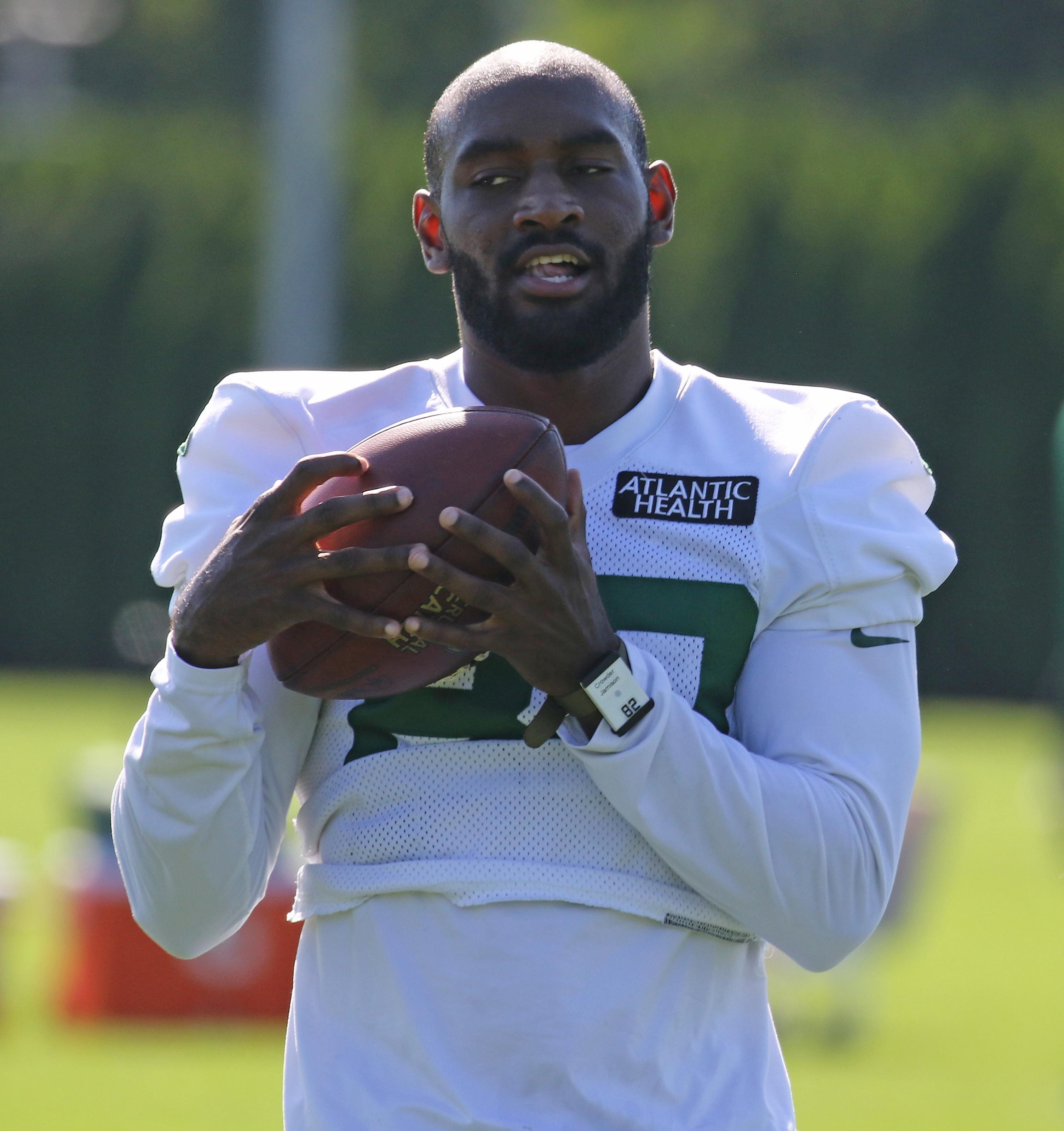 Punt returner and wide receiver Jamison Crowder as the NY Jets walked through plays this morning as a part of their 2020 training camp at the Atlantic Health Training Center in Florham Park, NJ on August 18, 2020. The Ny Jets Walked Through Plays This Morning As A Part Of Their 2020 Training Camp At The Atlantic Health Training Center In Florham Park Nj On August 18 2020. Chris Pedota, NorthJersey.com via Imagn Content Services, LLC