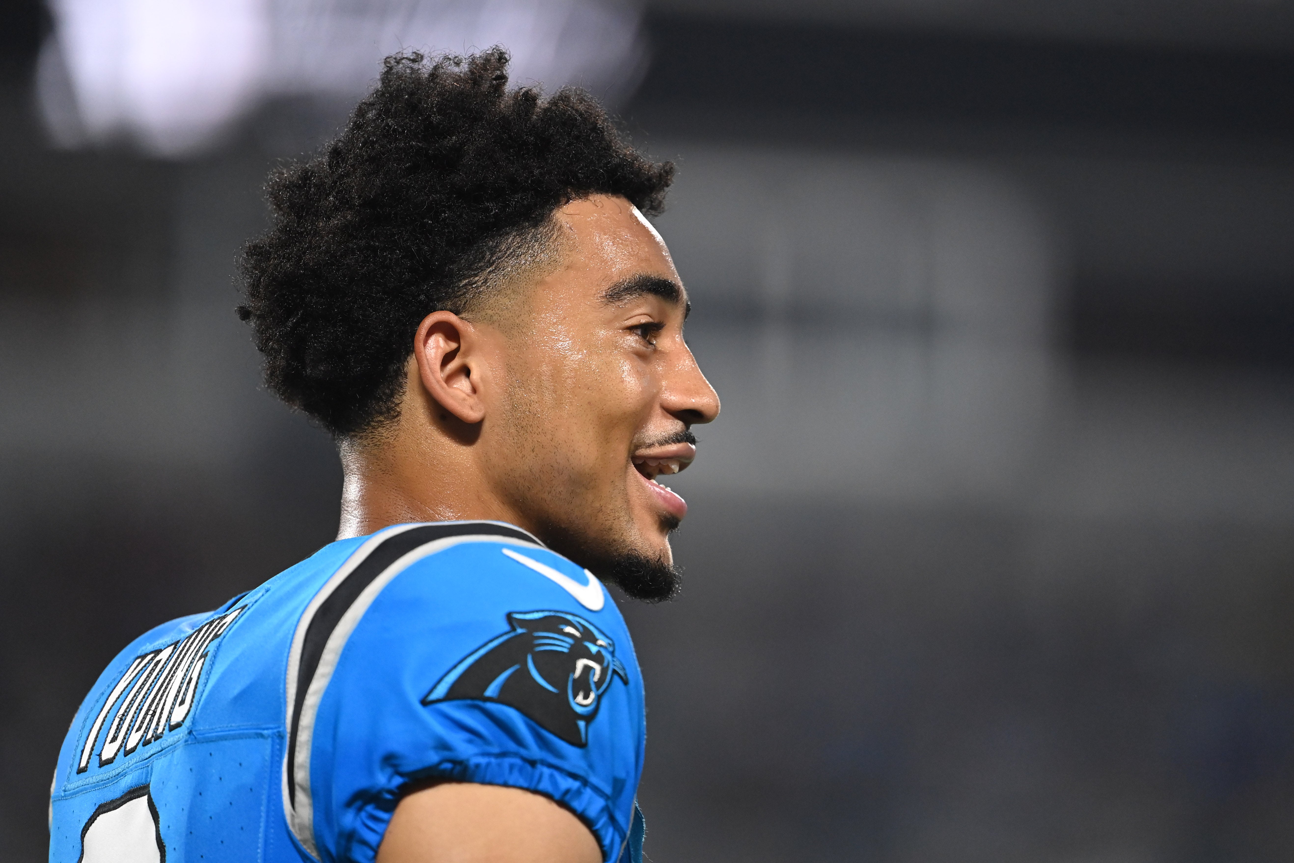 Aug 25, 2023; Charlotte, North Carolina, USA; Carolina Panthers quarterback Bryce Young (9) in the second quarter at Bank of America Stadium. Mandatory Credit: Bob Donnan-USA TODAY Sports