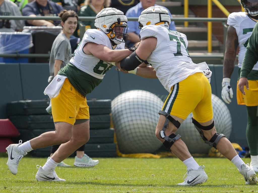 Former Packers center James Empey at training camp