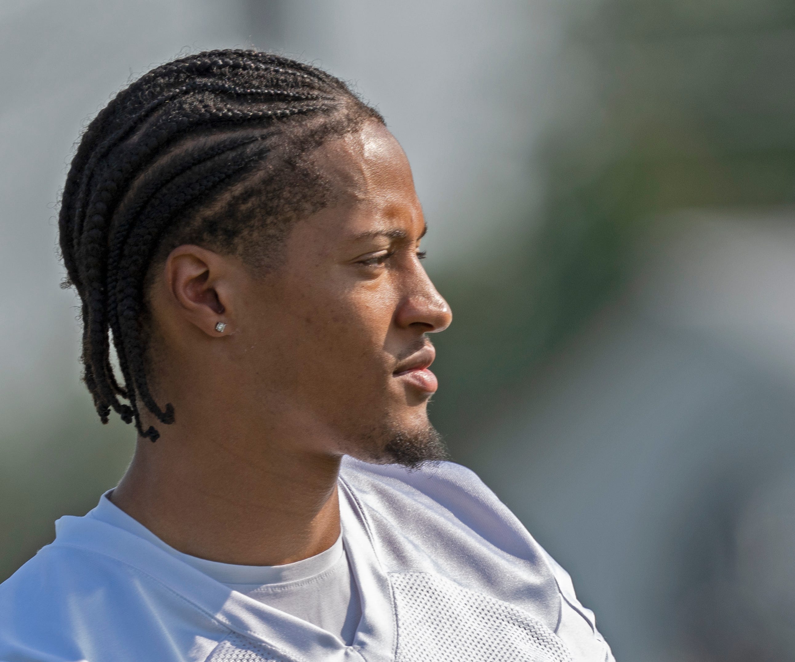 Indianapolis Colts cornerback JuJu Brents (29) watches during Colts Camp practice at Grand Park, Tuesday, Aug. 1, 2023 in Westfield.