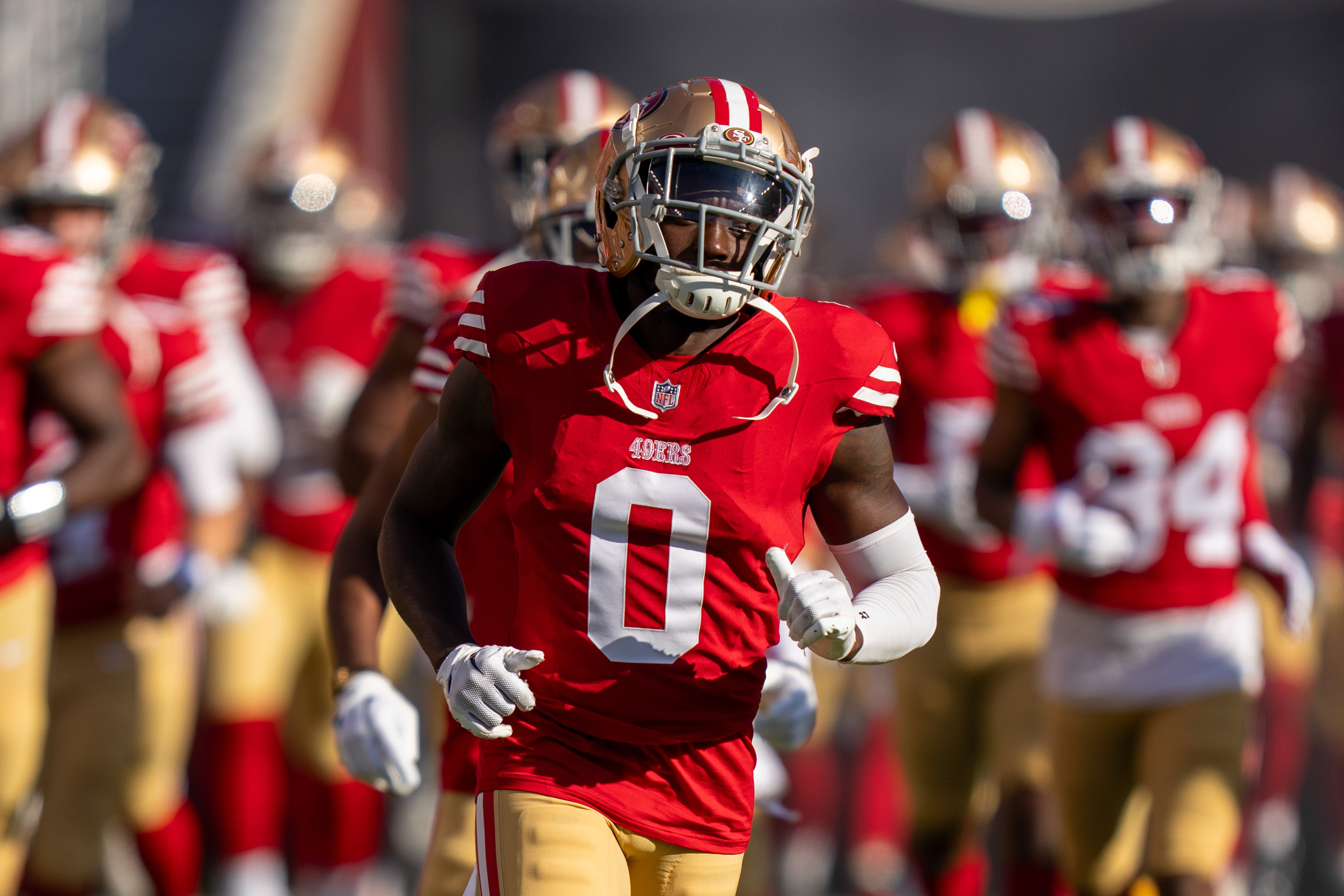 August 19, 2023; Santa Clara, California, USA; San Francisco 49ers cornerback Samuel Womack III (0) before the game against the Denver Broncos at Levi's Stadium. Mandatory Credit: Kyle Terada-USA TODAY Sports