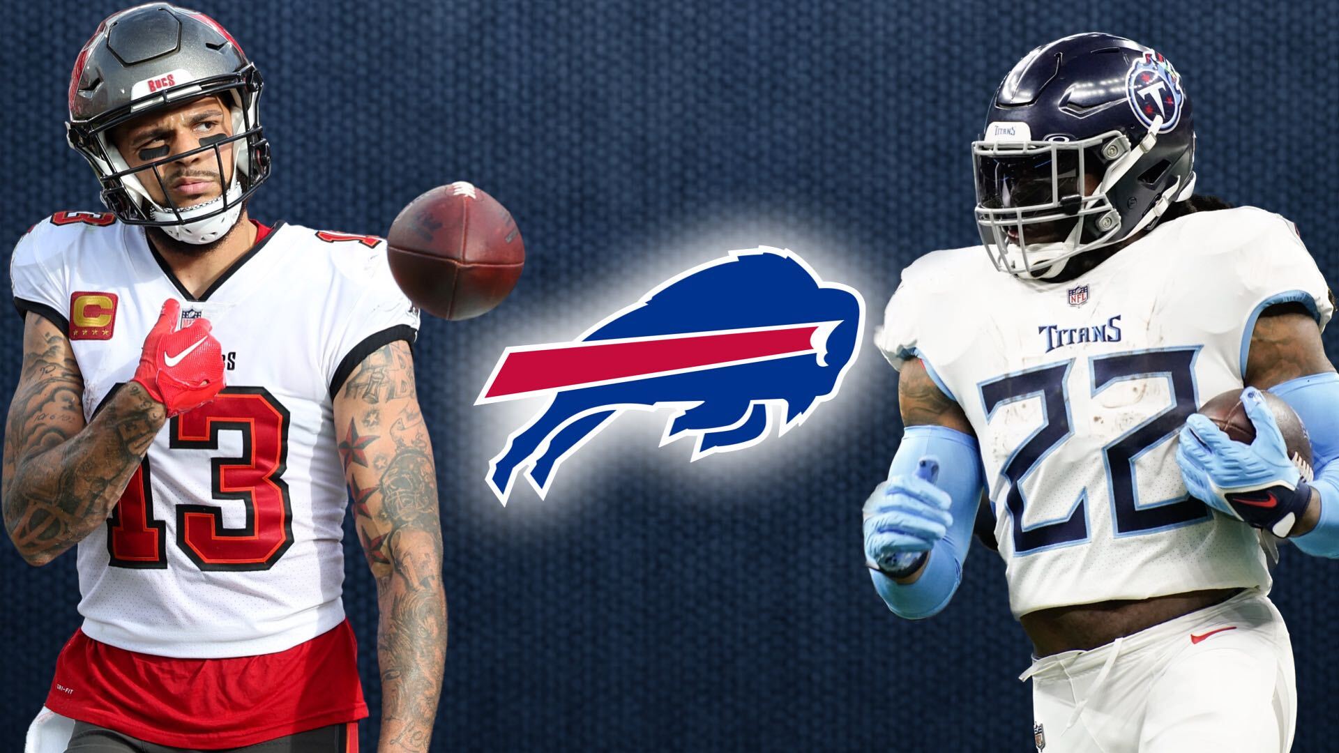 Tampa Bay Buccaneers WR Mike Evans and Tennessee Titans RB Derrick Henry/ Photo Credit: