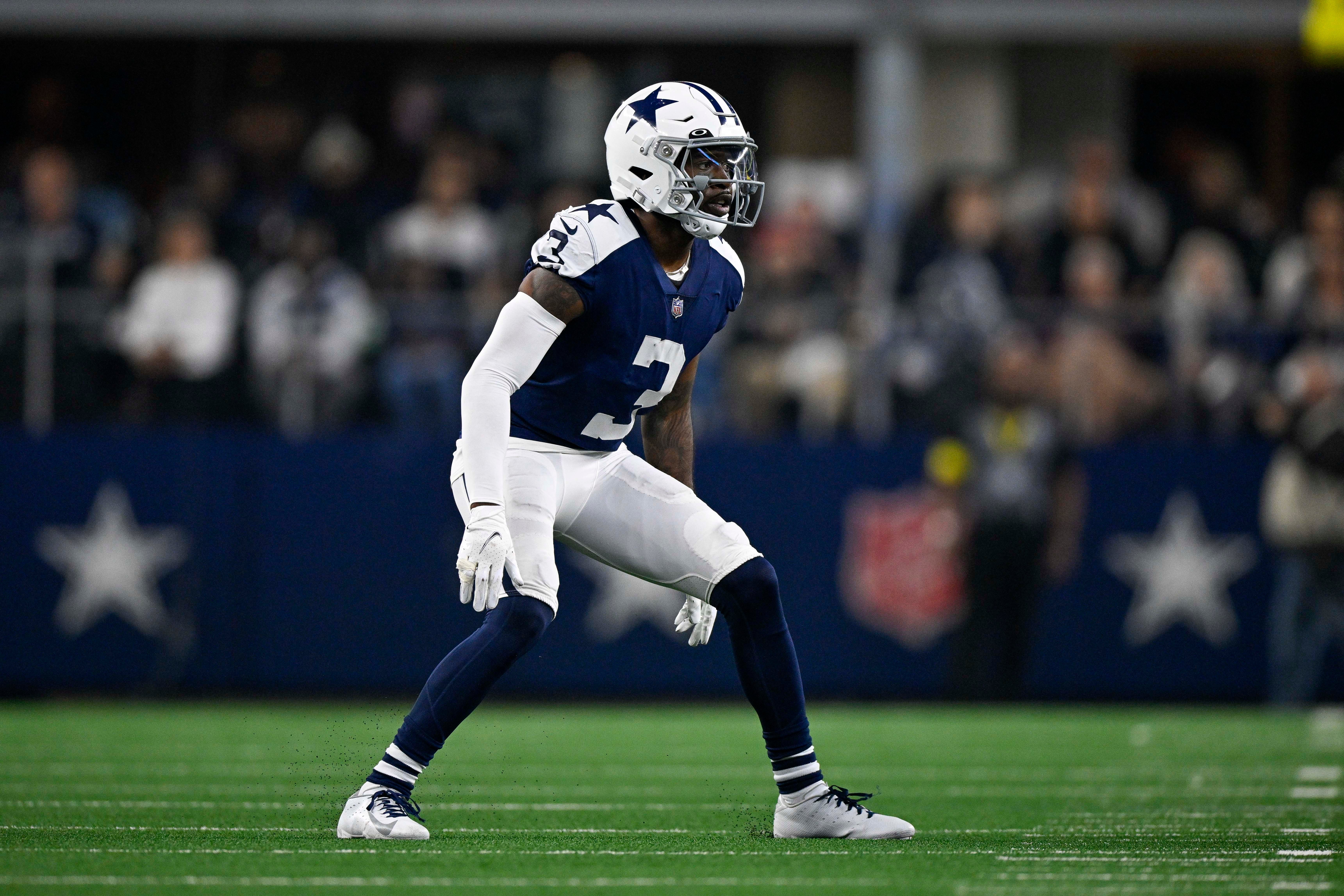 Nov 24, 2022; Arlington, Texas, USA; Dallas Cowboys cornerback Anthony Brown (3) in action during the game between the Dallas Cowboys and the New York Giants at AT&T Stadium. Mandatory Credit: Jerome Miron-USA TODAY Sports