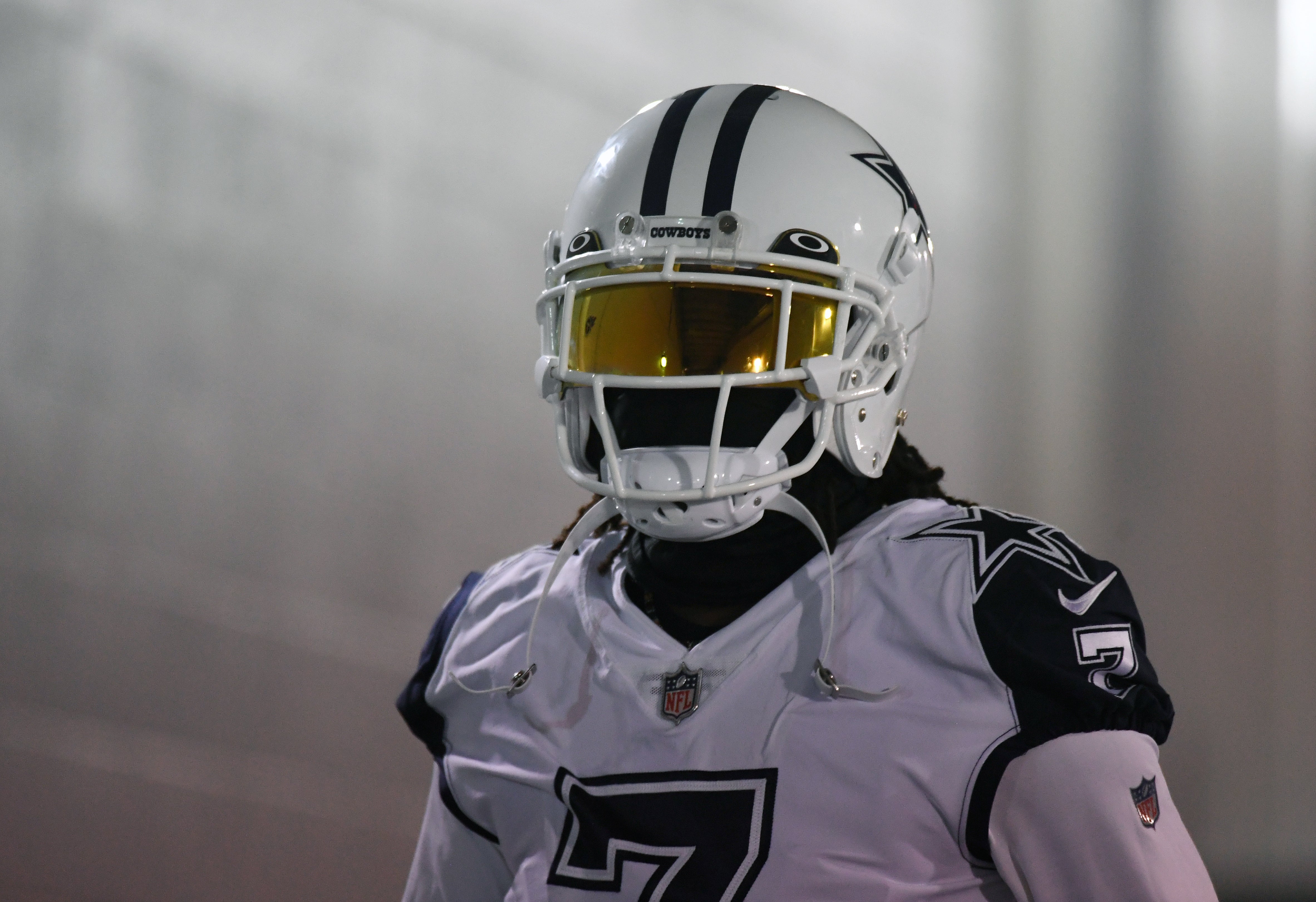Dallas Cowboys cornerback Trevon Diggs (7) takes the field before the game against the Tennessee Titans at Nissan Stadium. Mandatory Credit: Christopher Hanewinckel-USA TODAY Sports