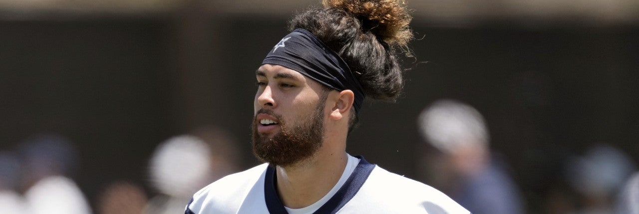 Jul 27, 2022; Oxnard, CA, USA; Dallas Cowboys receiver Simi Fehoko (81) during training camp at the River Ridge Fields. Mandatory Credit: Kirby Lee-USA TODAY Sports  