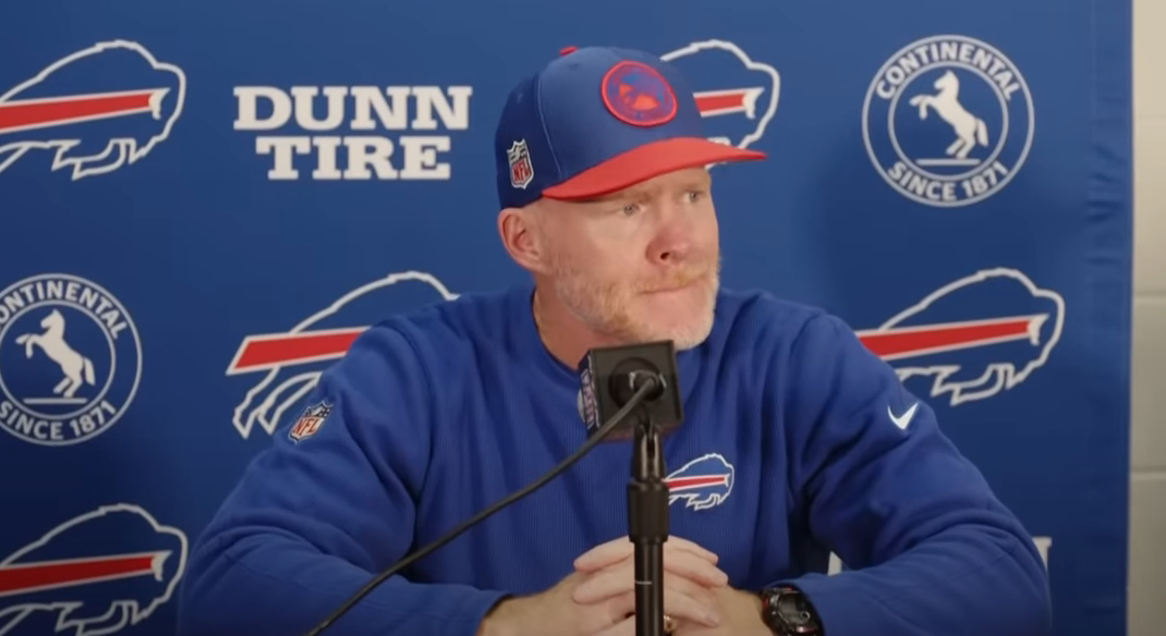 Buffalo Bills head coach Sean McDermott talking to the media