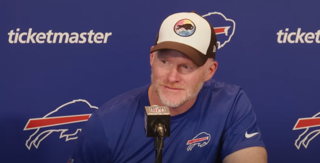 Buffalo Bills head coach Sean McDermott talking to the media