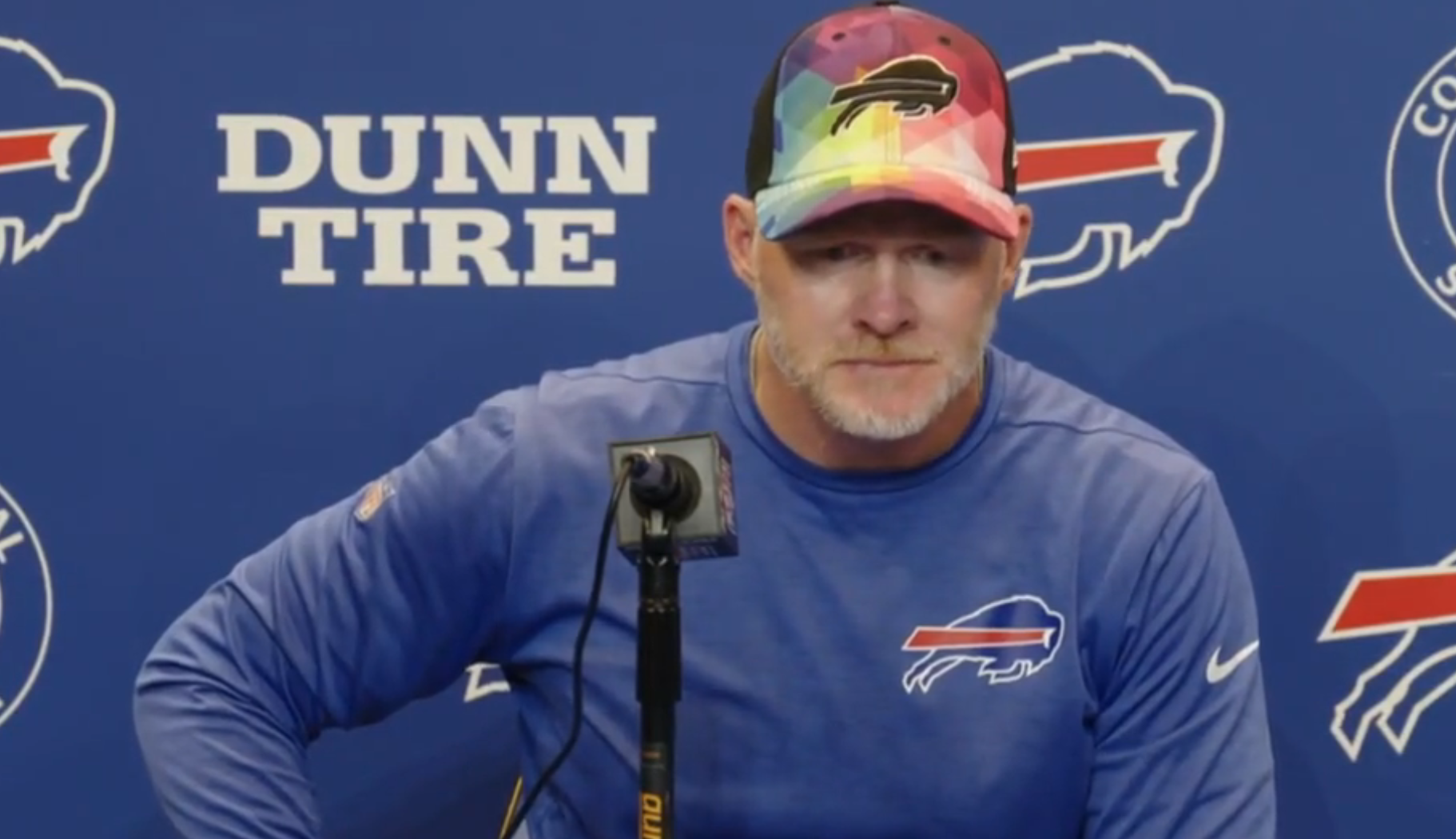 Buffalo Bills head coach Sean McDermott talking to the media after the Miami Dolphins game