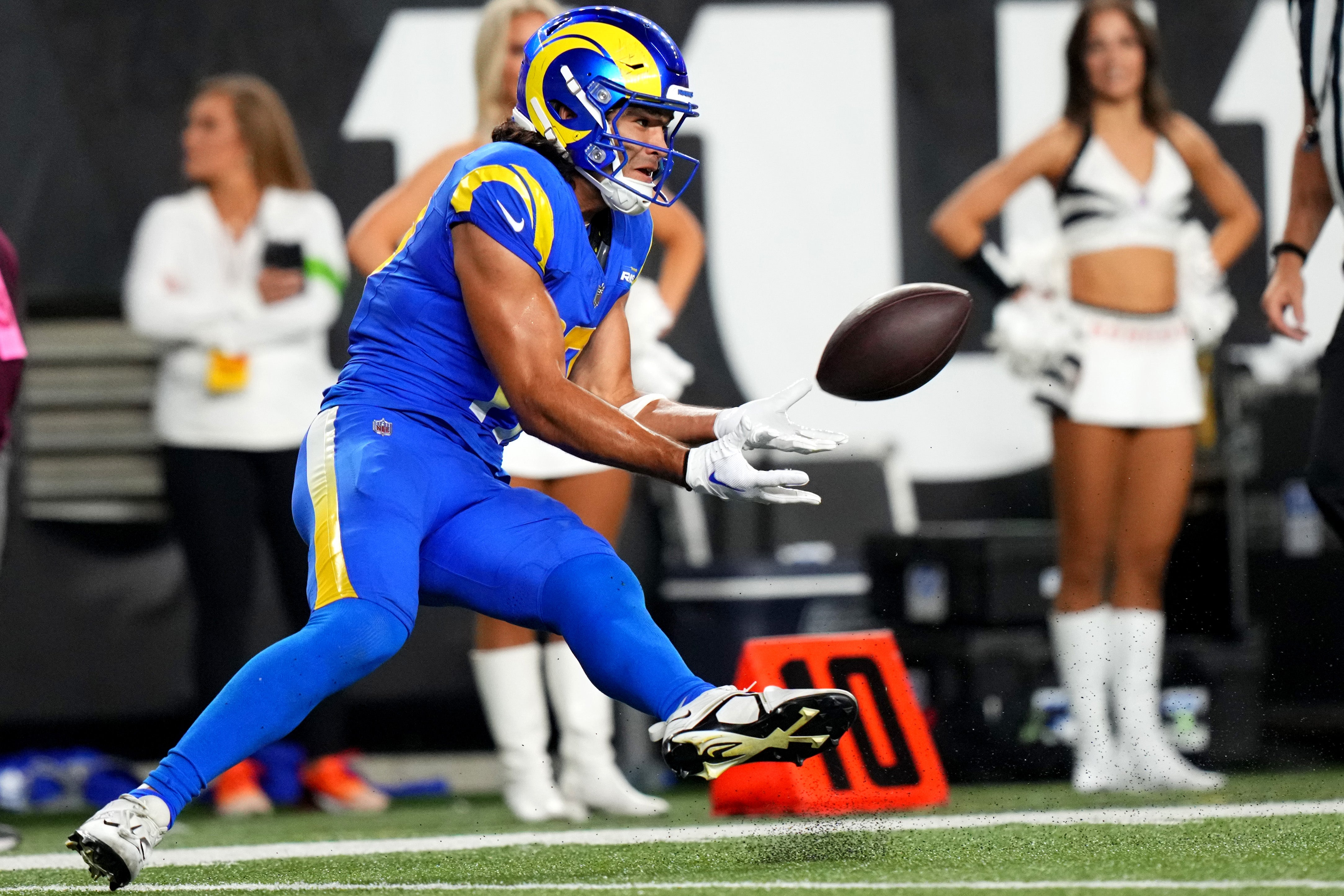 Sep 25, 2023; Cincinnati, Ohio, USA; Los Angeles Rams wide receiver Puka Nacua (17) catches a pass in the fourth quarter during a Week 3 NFL football game between the Los Angeles Rams and the Cincinnati Bengals at Paycor Stadium.