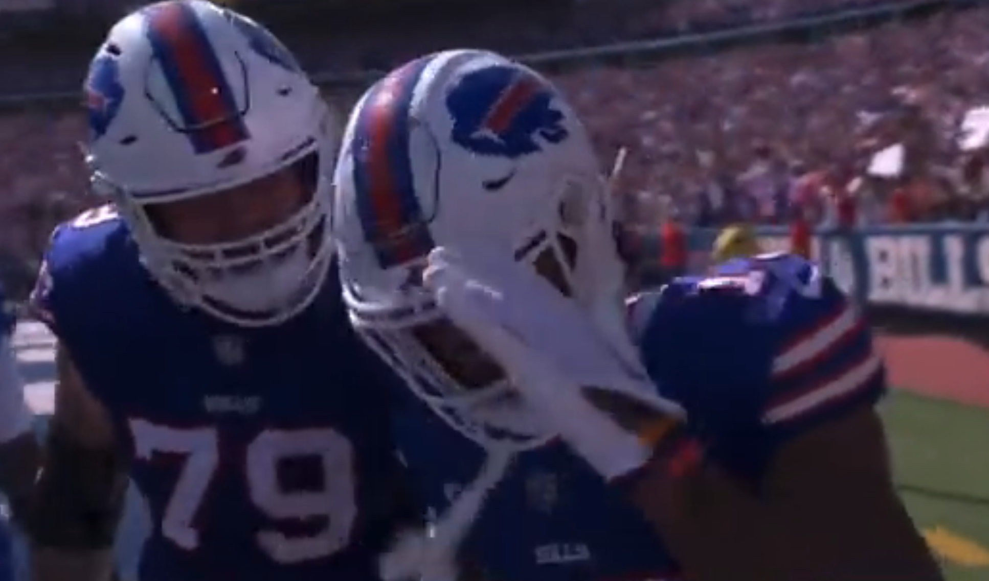 Buffalo Bills WR Gabe Davis celebrating a TD against the Miami Dolphins