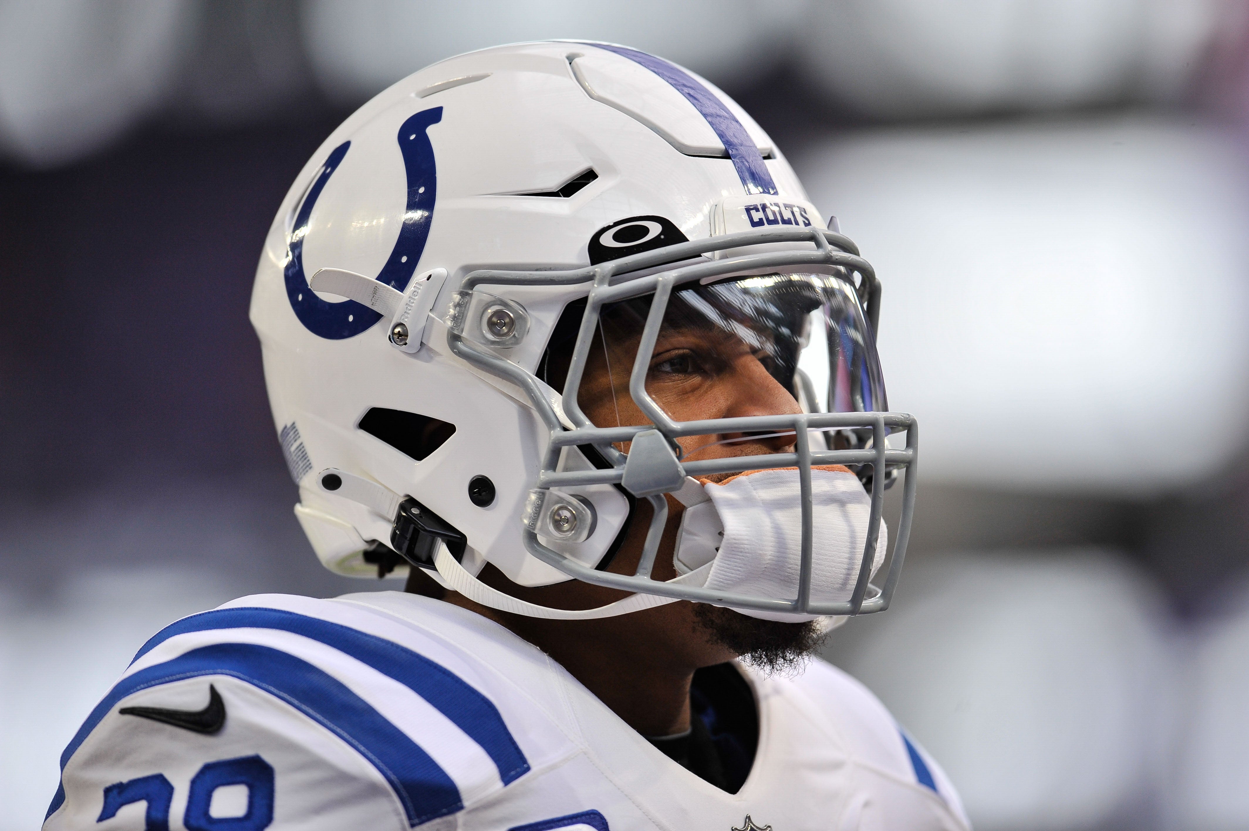 Dec 17, 2022; Minneapolis, Minnesota, USA; Indianapolis Colts running back Jonathan Taylor (28) warms up before the game against the Minnesota Vikings at U.S. Bank Stadium.