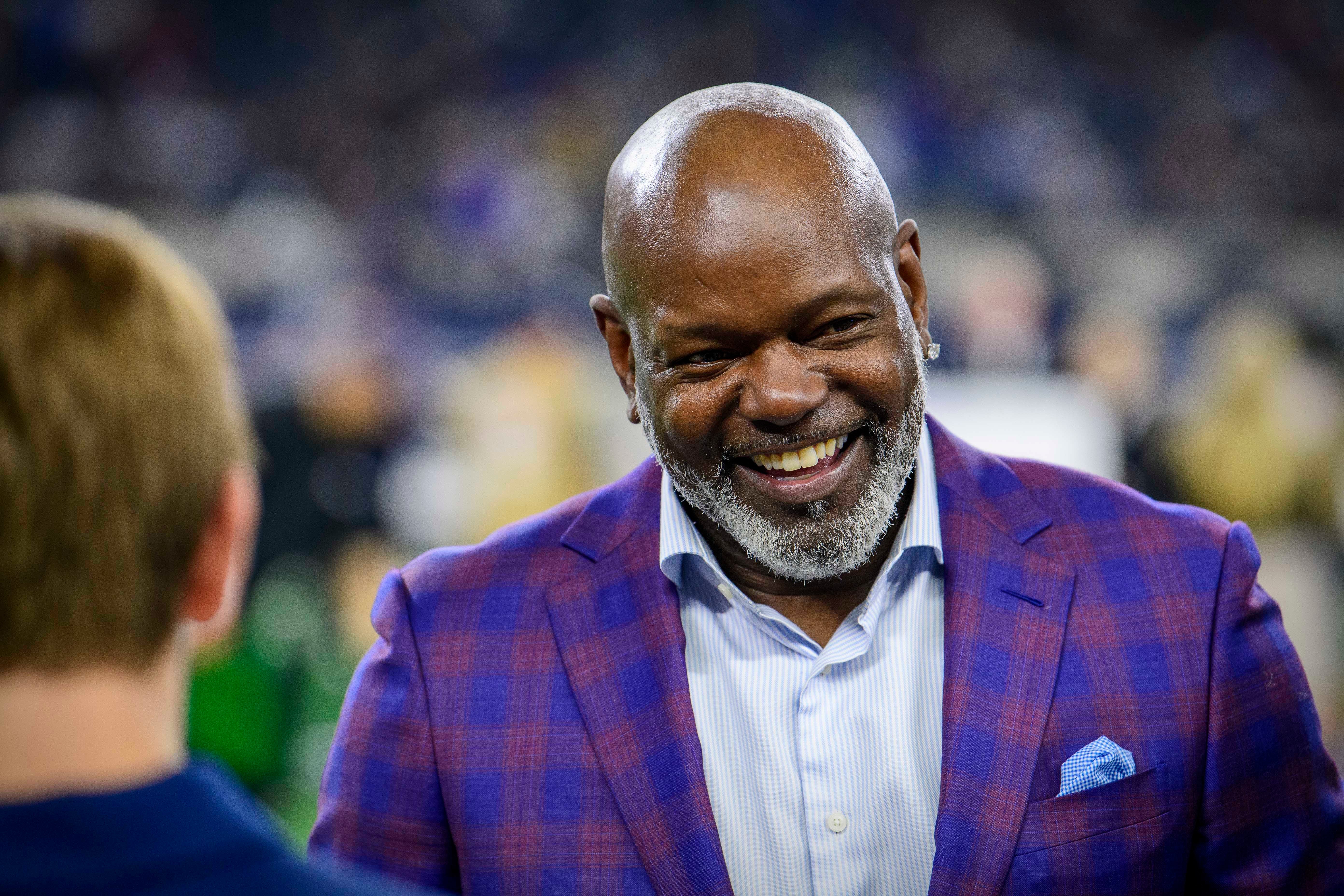 Former Dallas Cowboys running back Emmitt Smith before the game between the Bills and Cowboys at AT&T Stadium. Mandatory Credit: Jerome Miron-USA TODAY Sports