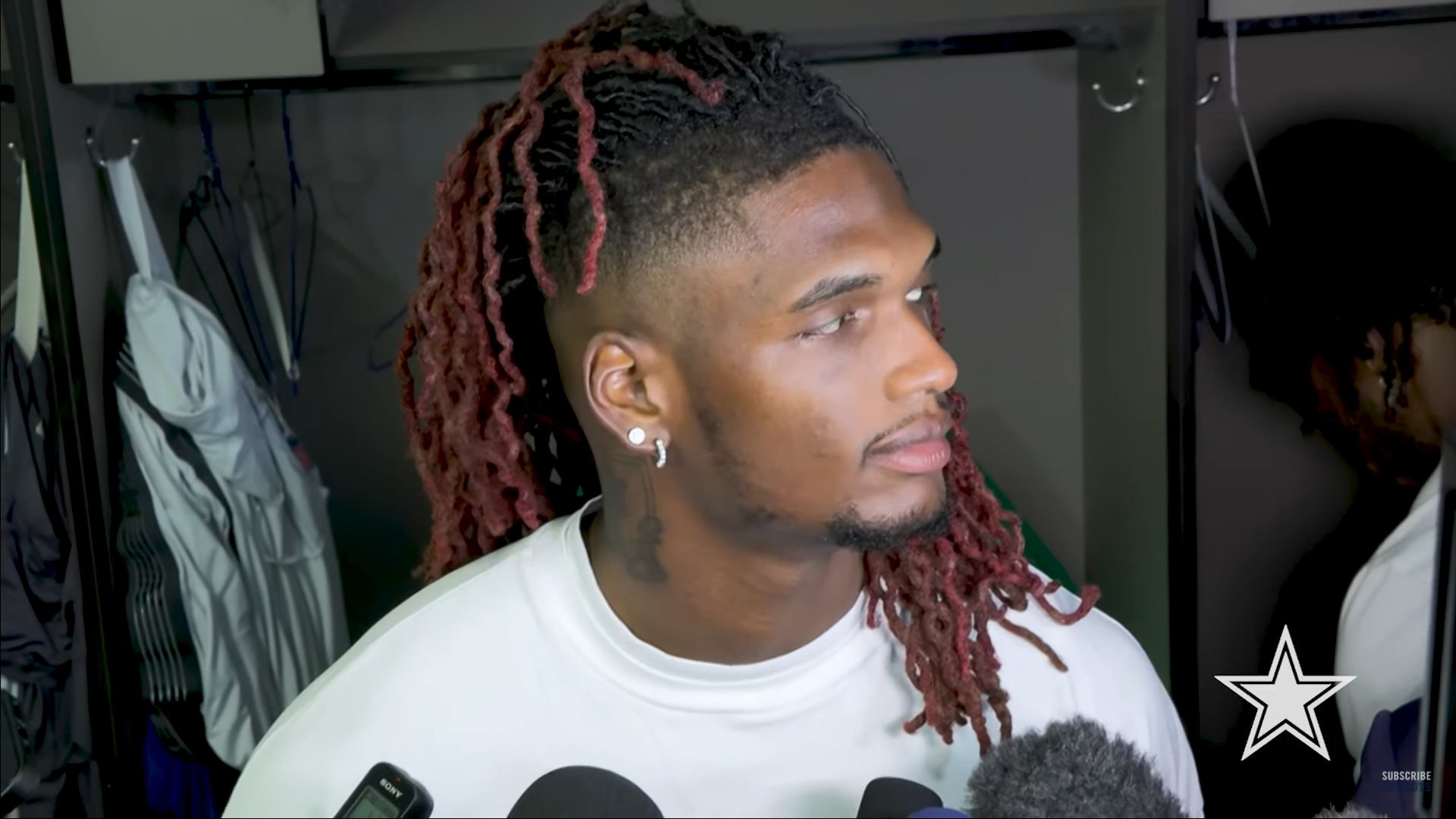 Dallas Cowboys WR CeeDee Lamb talks to reporters postgame following loss to San Francisco 49ers.